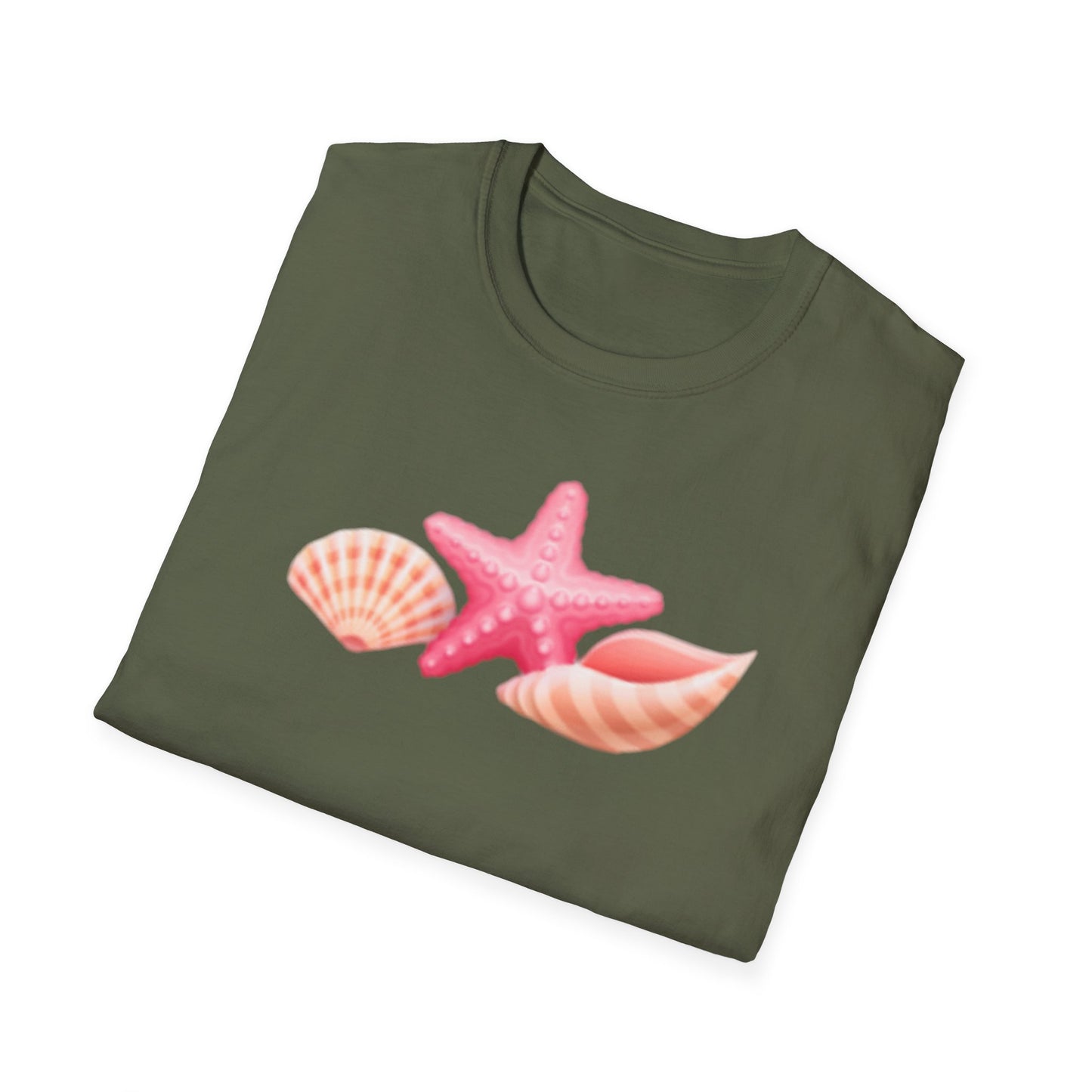 Seashell & Starfish Beach T-Shirt — Pink Coastal Summer Tee