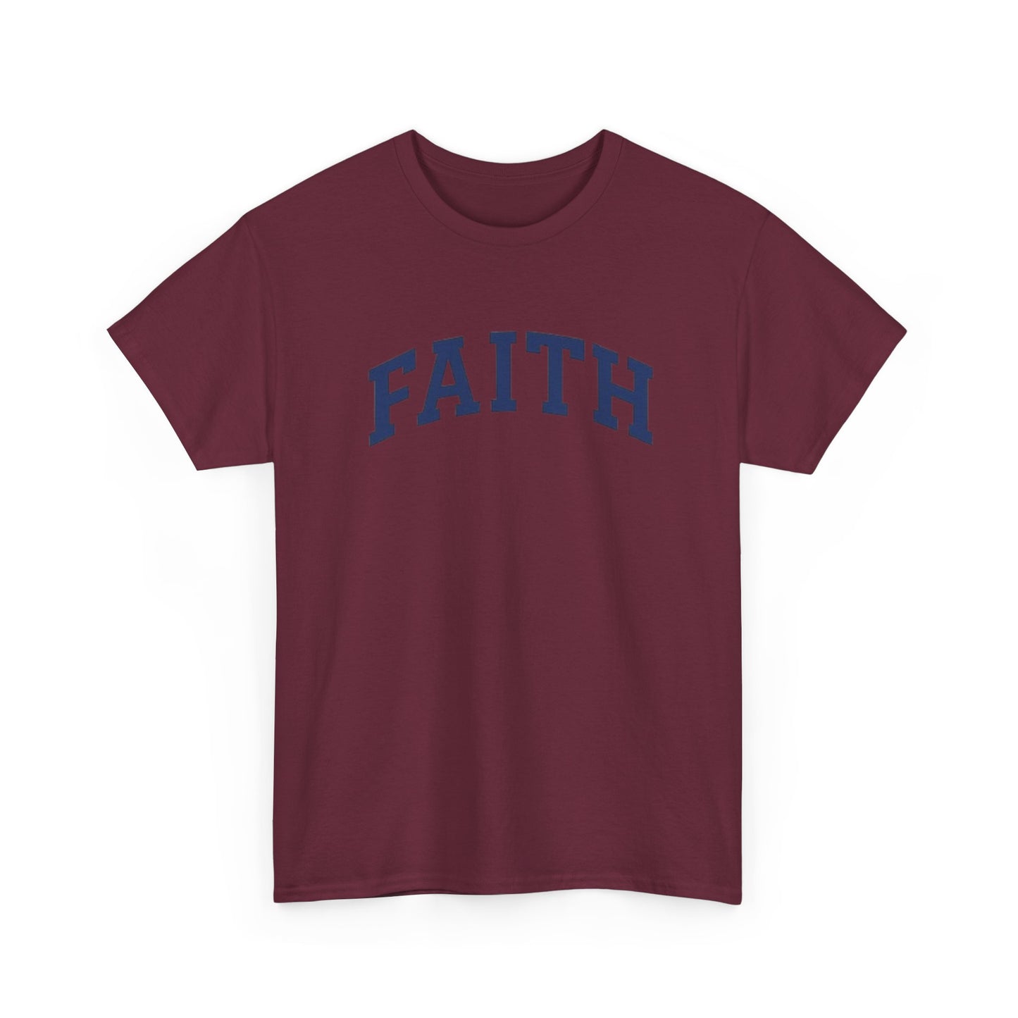 Faith Graphic Tee — Simple Navy Arch Lettering Christian T‑Shirt