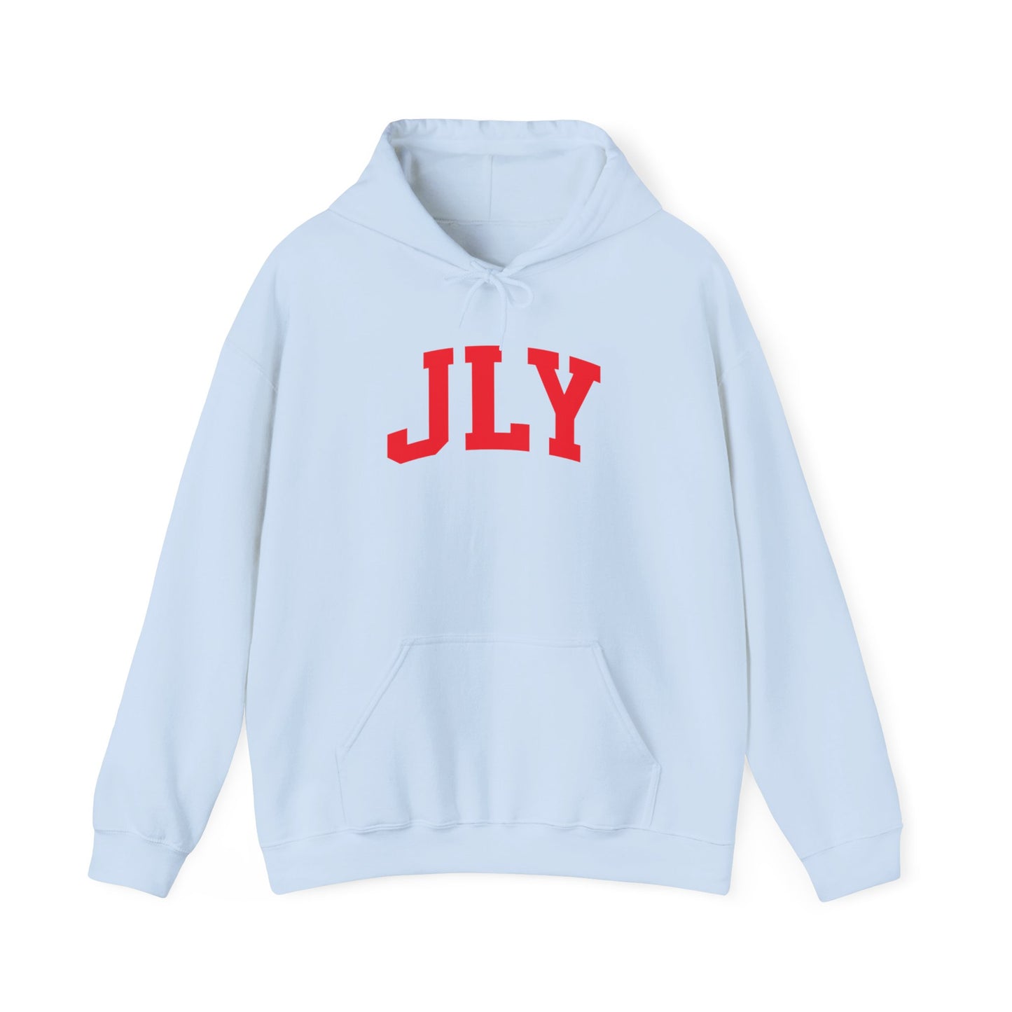 JLY Red Arch Hoodie — Minimal Collegiate Pullover