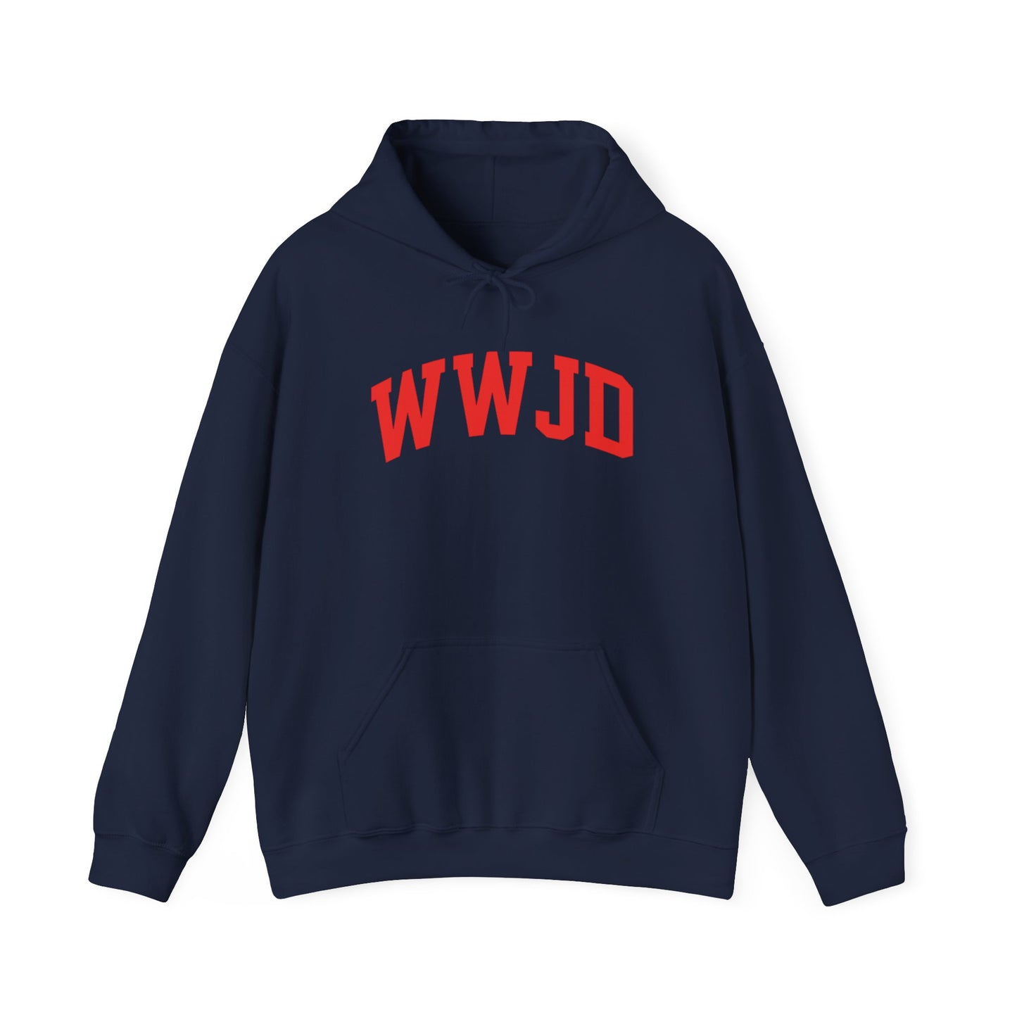 WWJD Hoodie — Classic Red Lettering Christian Faith Pullover