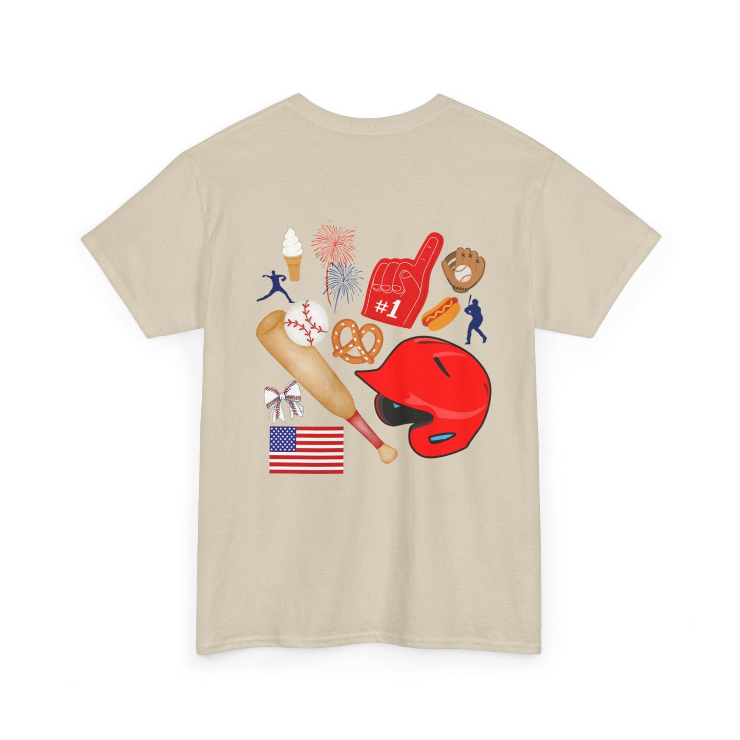Baseball Heart Patchwork Tee – Patriotic Baseball Gear T‑Shirt