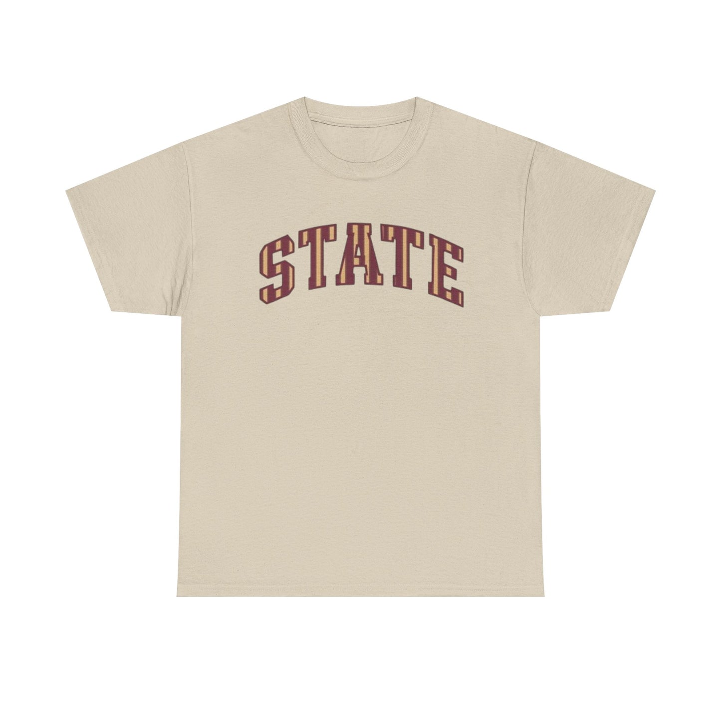 STATE Retro College Tee – Vintage Letterman Arched Logo T-Shirt