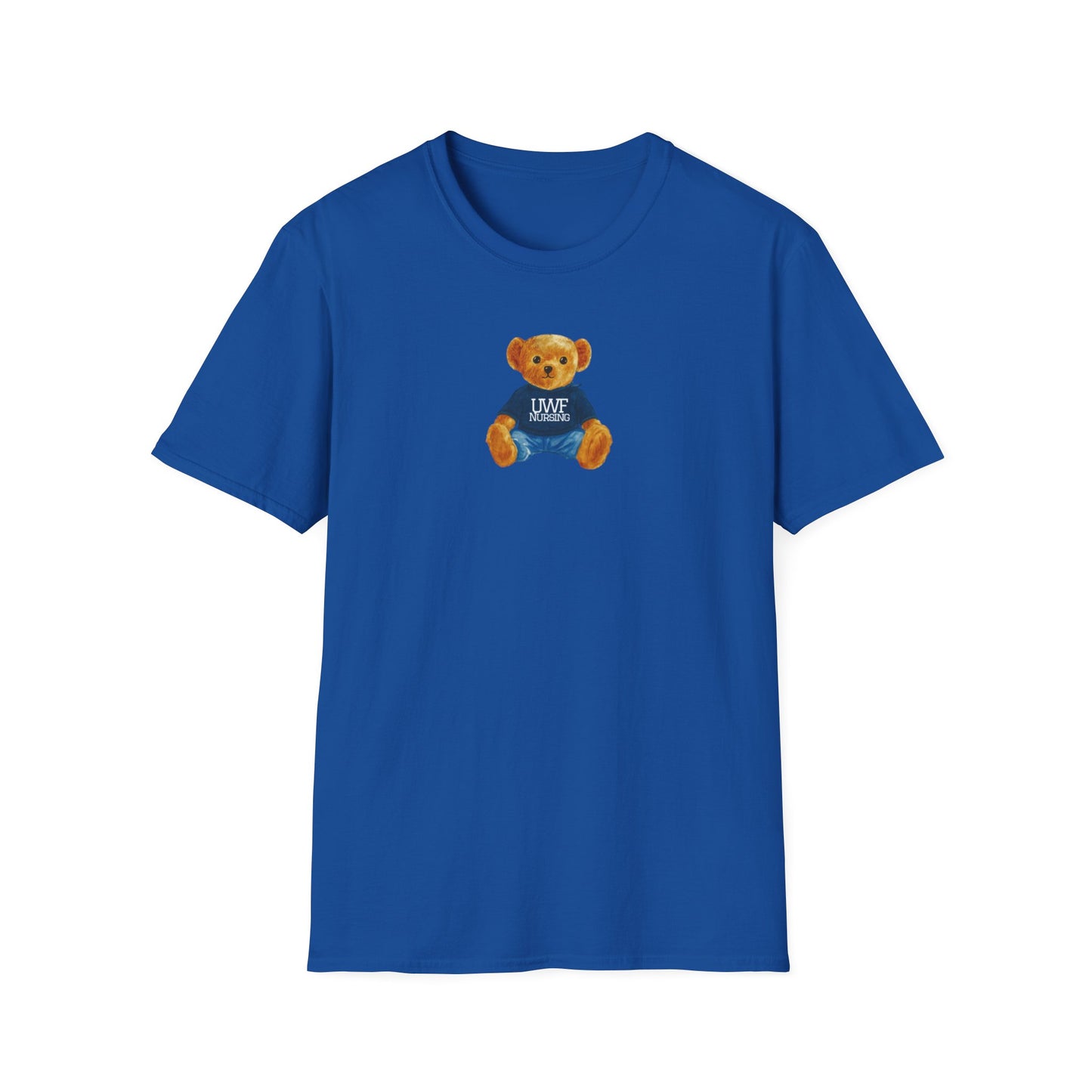 Teddy Bear Graphic T-Shirt — Cute Bear Wearing 'UWF NURSING' Sweater