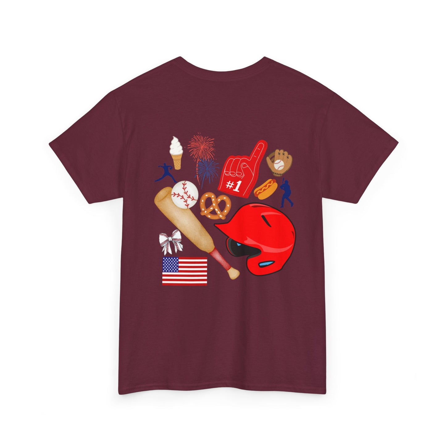 Baseball Heart Patchwork Tee – Patriotic Baseball Gear T‑Shirt