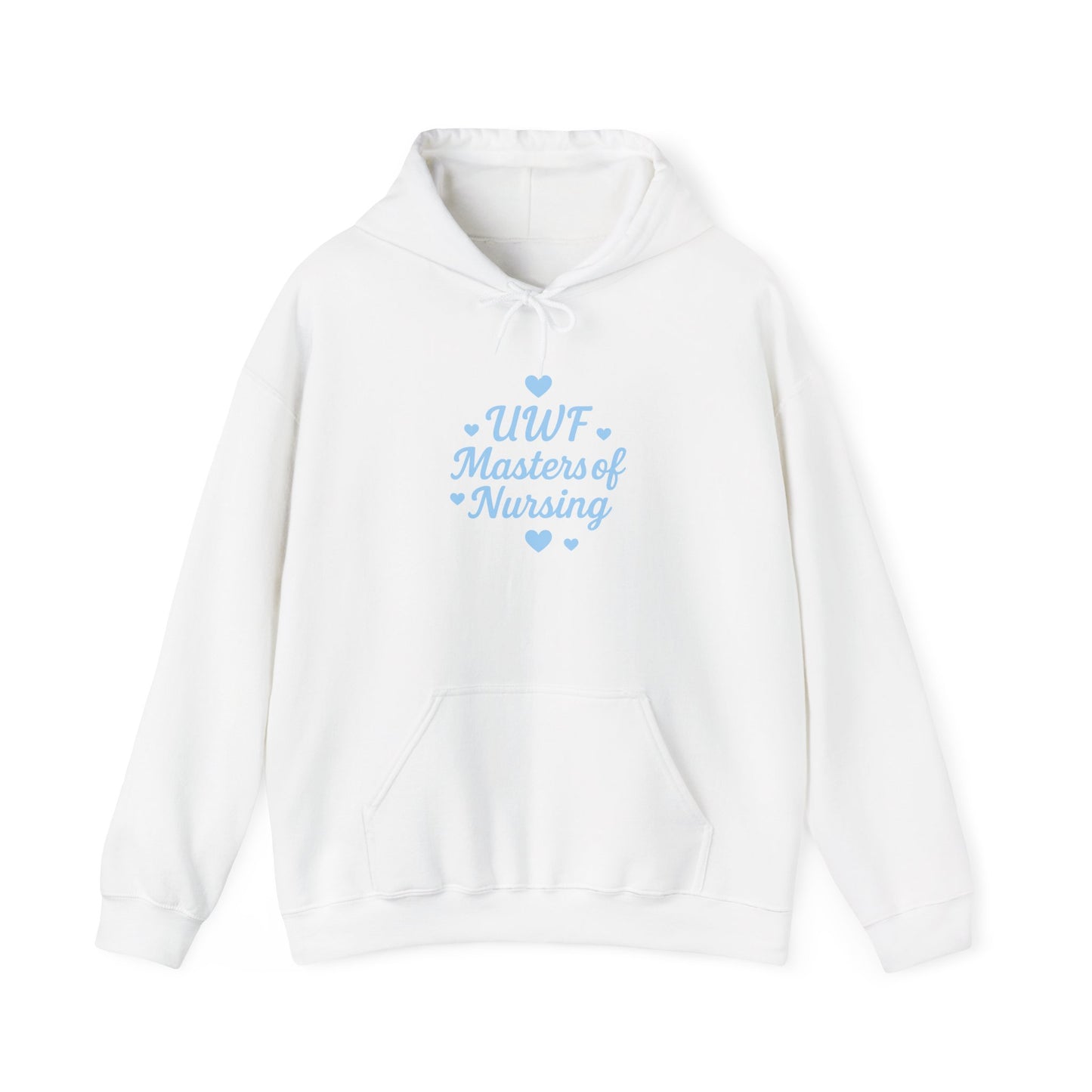 UWF Masters of Nursing Hoodie — Light Blue Heart Nursing School Sweatshirt
