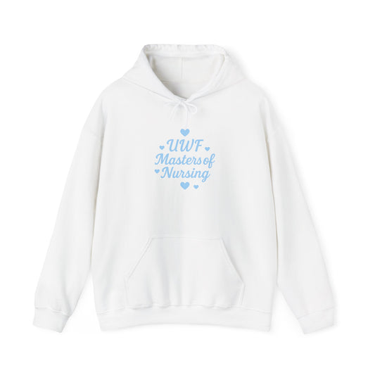 UWF Masters of Nursing Hoodie — Light Blue Heart Nursing School Sweatshirt