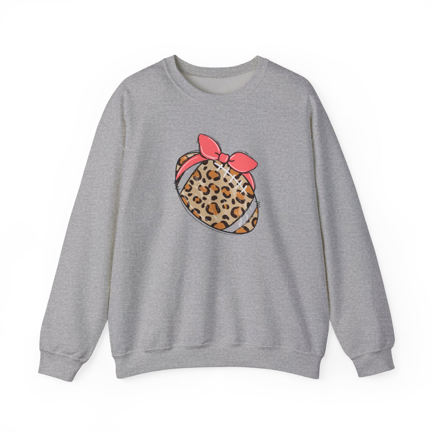 Leopard Print Football Sweatshirt with Pink Bandana — Cute Game Day Crewneck
