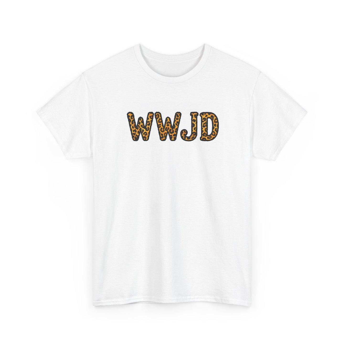WWJD Leopard Print Tee — Casual Christian Faith Graphic T-Shirt