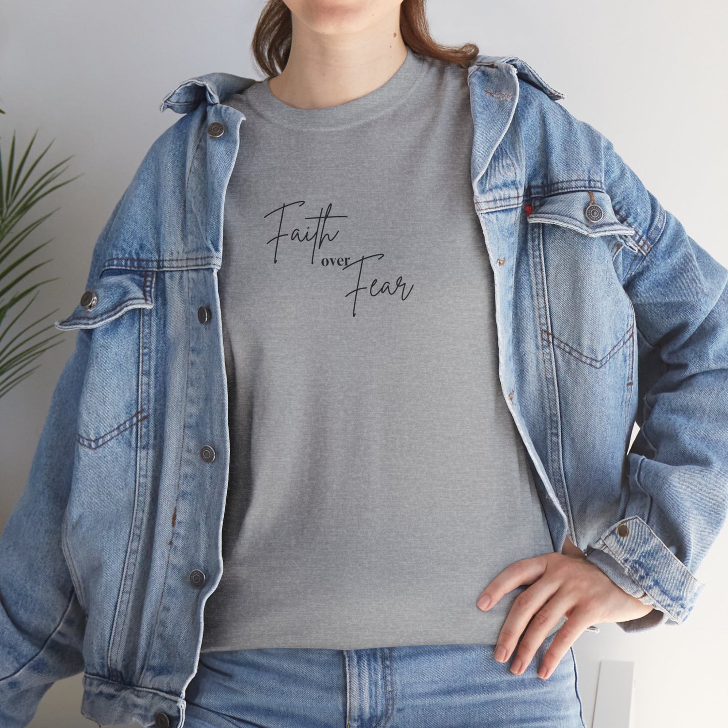 Faith Over Fear Unisex Heavy Cotton Tee, Inspirational T-Shirt, Motivational Gift, Casual Wear, Everyday Comfort, Positive Vibes