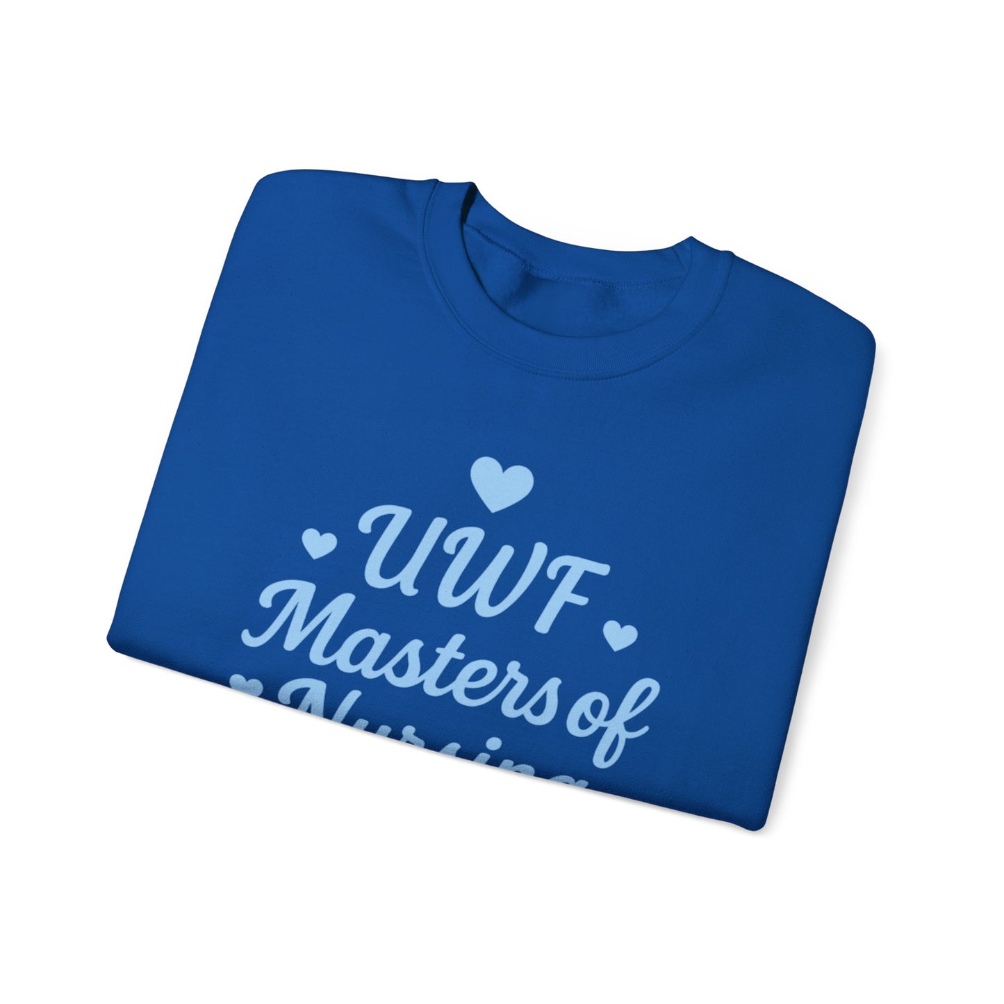 UWF Masters of Nursing Crew neck — Light Blue Heart Nursing School Sweatshirt