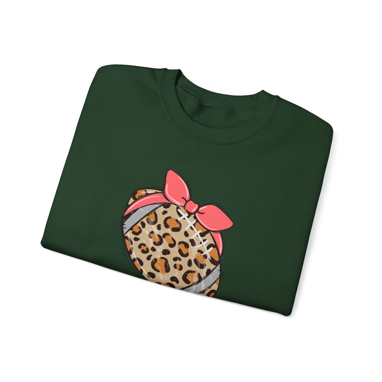 Leopard Print Football Sweatshirt with Pink Bandana — Cute Game Day Crewneck