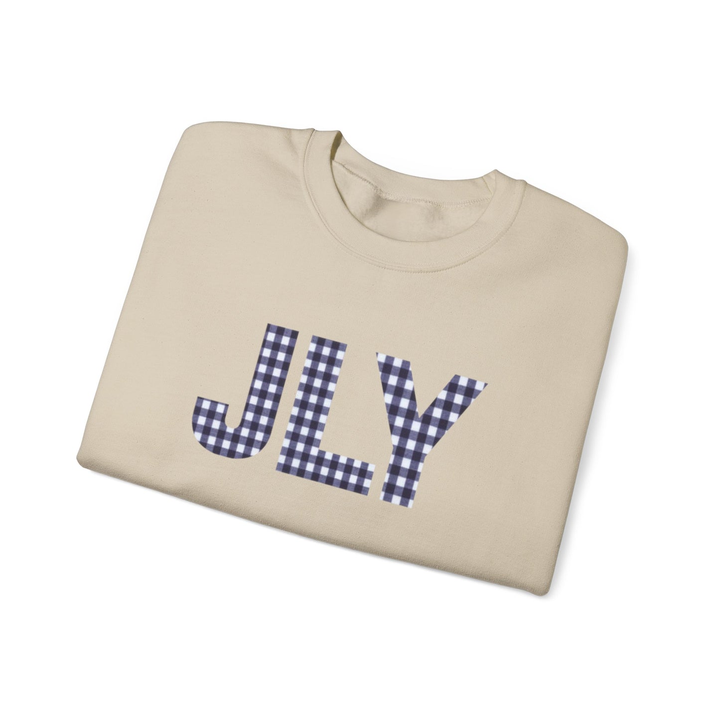 JLY Plaid Monogram Crewneck Sweatshirt