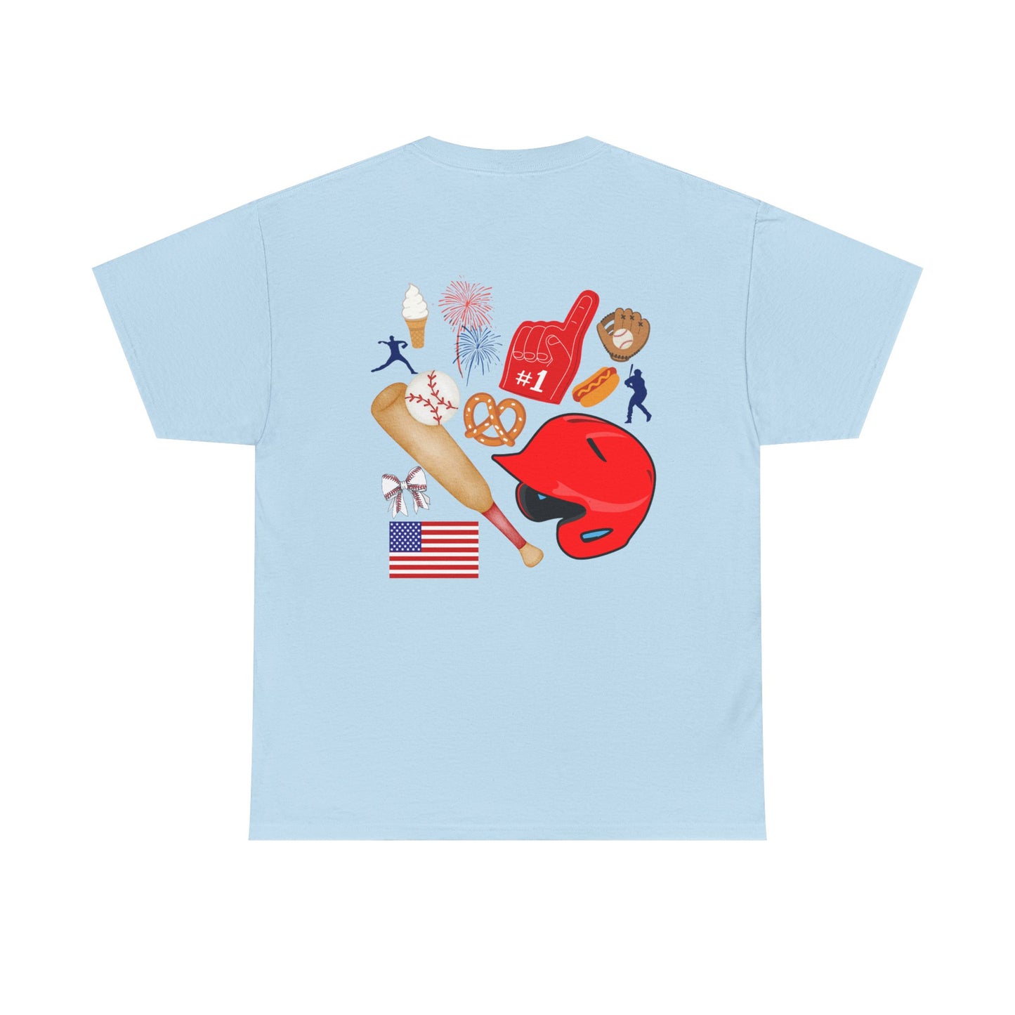 Baseball Heart Patchwork Tee – Patriotic Baseball Gear T‑Shirt