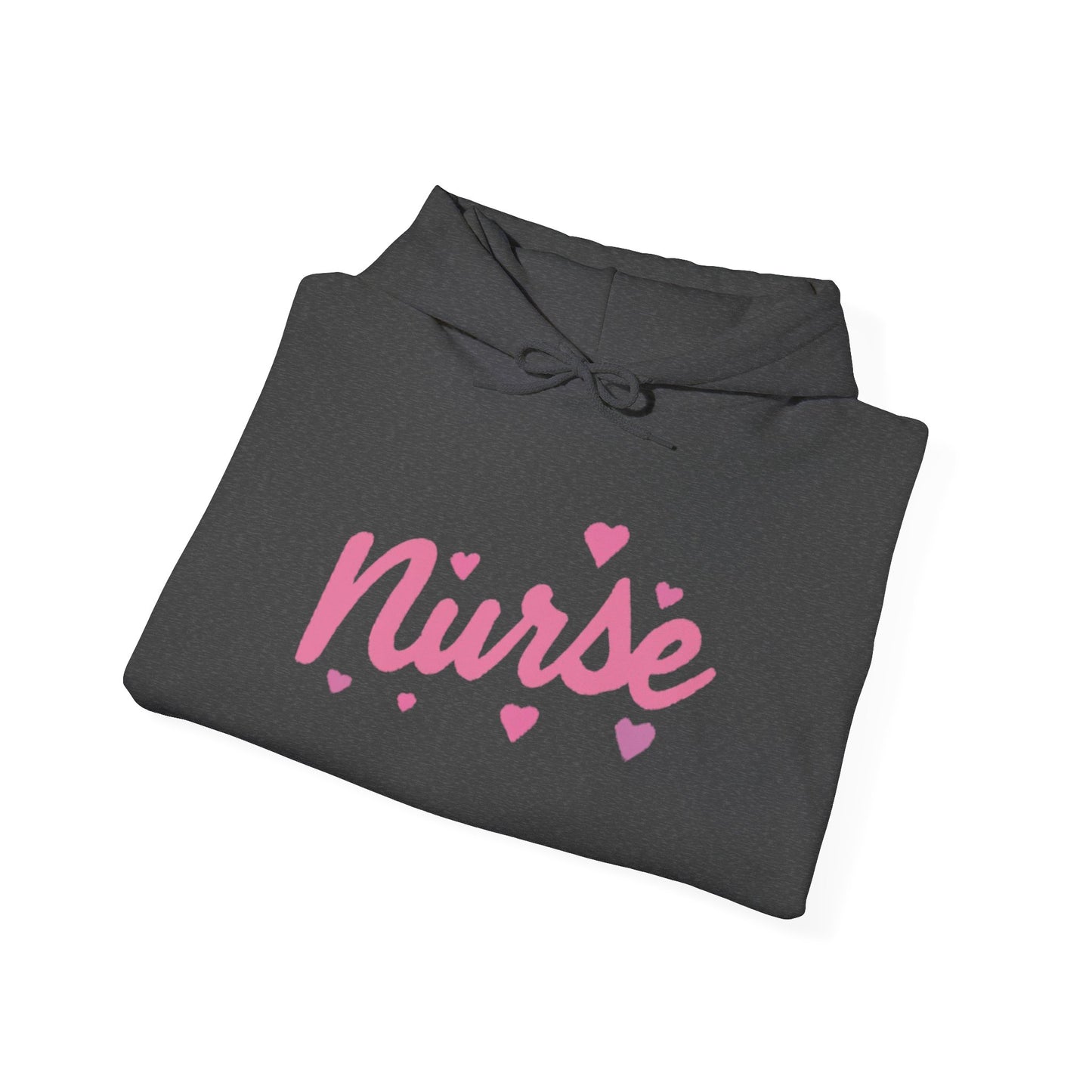 Nurse Heart Hoodie — Pink Script Nurse Hoodie for Medical Professionals, Gifts for Nurses