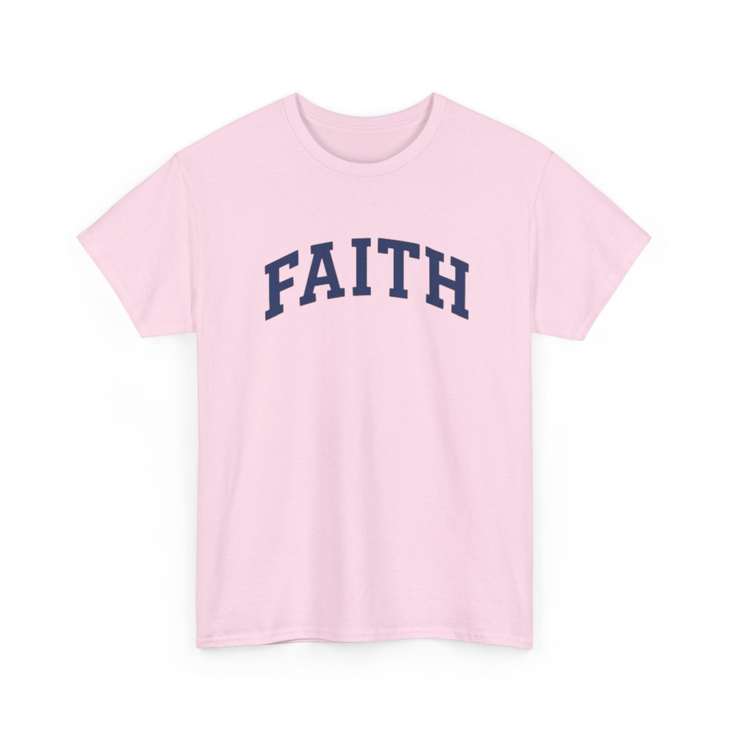 Faith Graphic Tee — Simple Navy Arch Lettering Christian T‑Shirt
