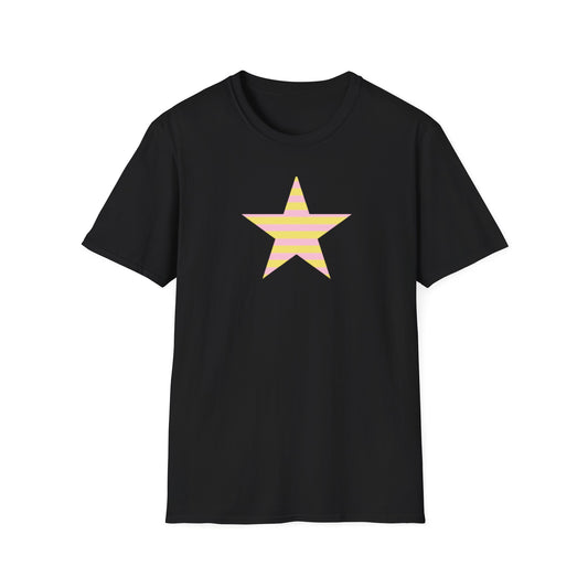 Star Stripe Tee — Pastel Pink & Yellow Graphic T-Shirt