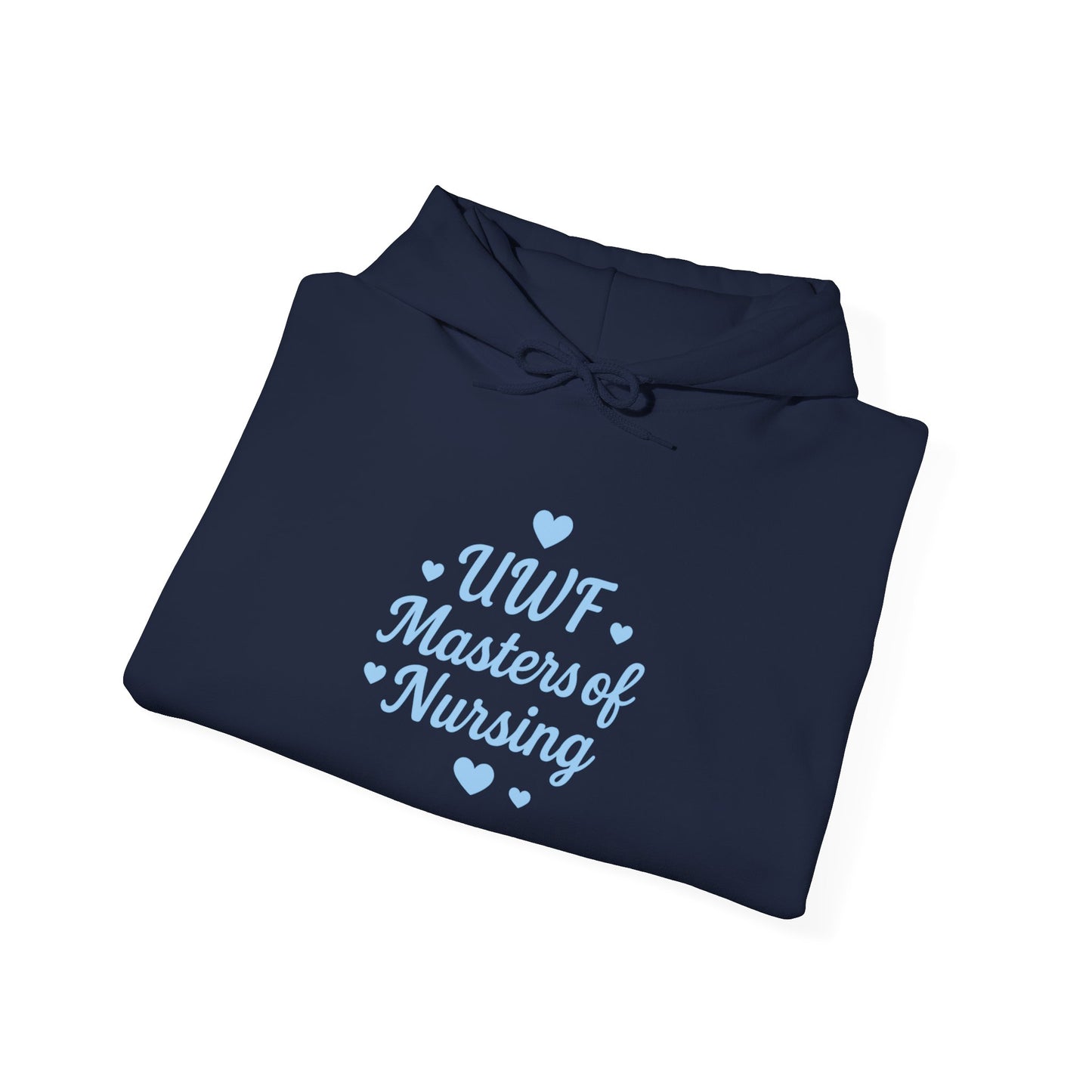 UWF Masters of Nursing Hoodie — Light Blue Heart Nursing School Sweatshirt