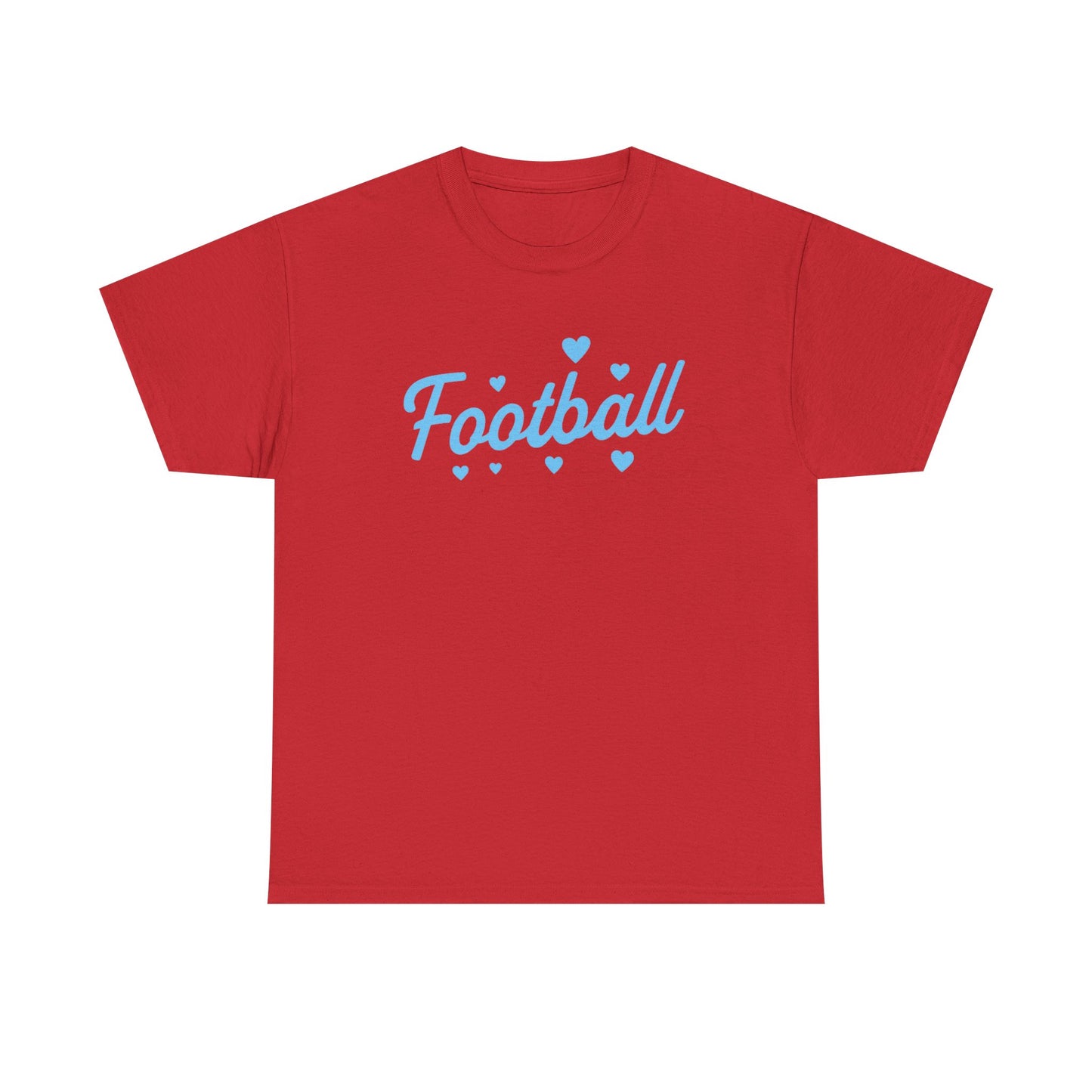 Football Script Tee — Light Blue Heart Sports T-Shirt