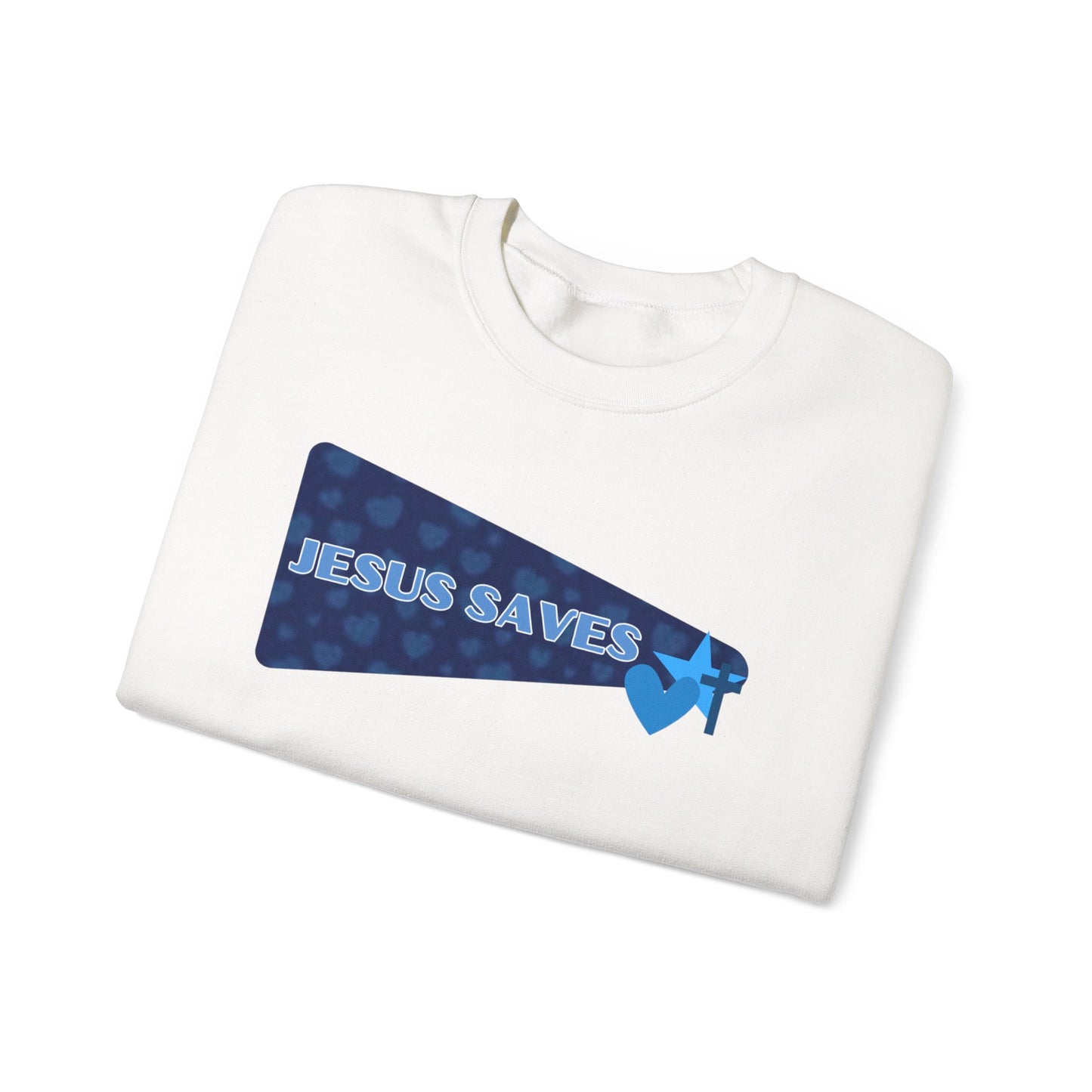 Jesus Saves Crewneck Sweatshirt — Christian Faith Graphic Pullover