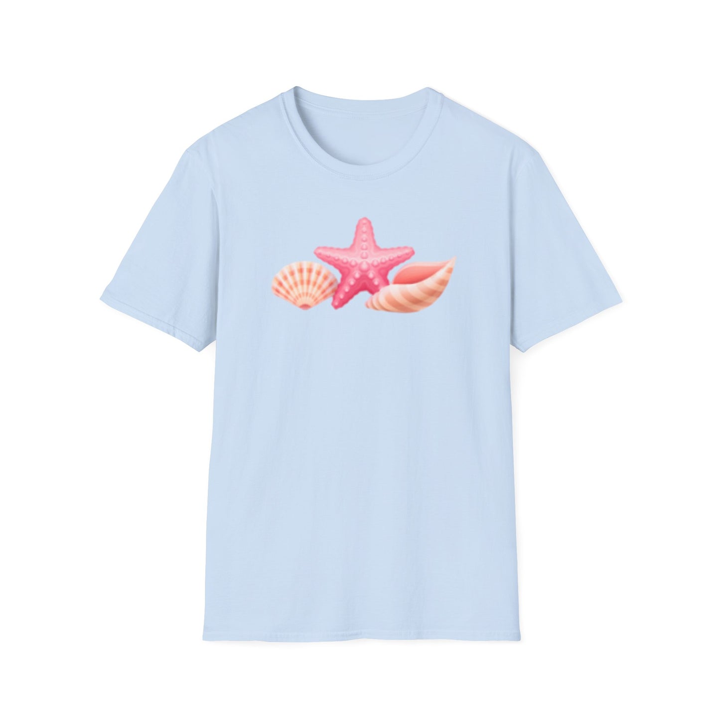 Seashell & Starfish Beach T-Shirt — Pink Coastal Summer Tee