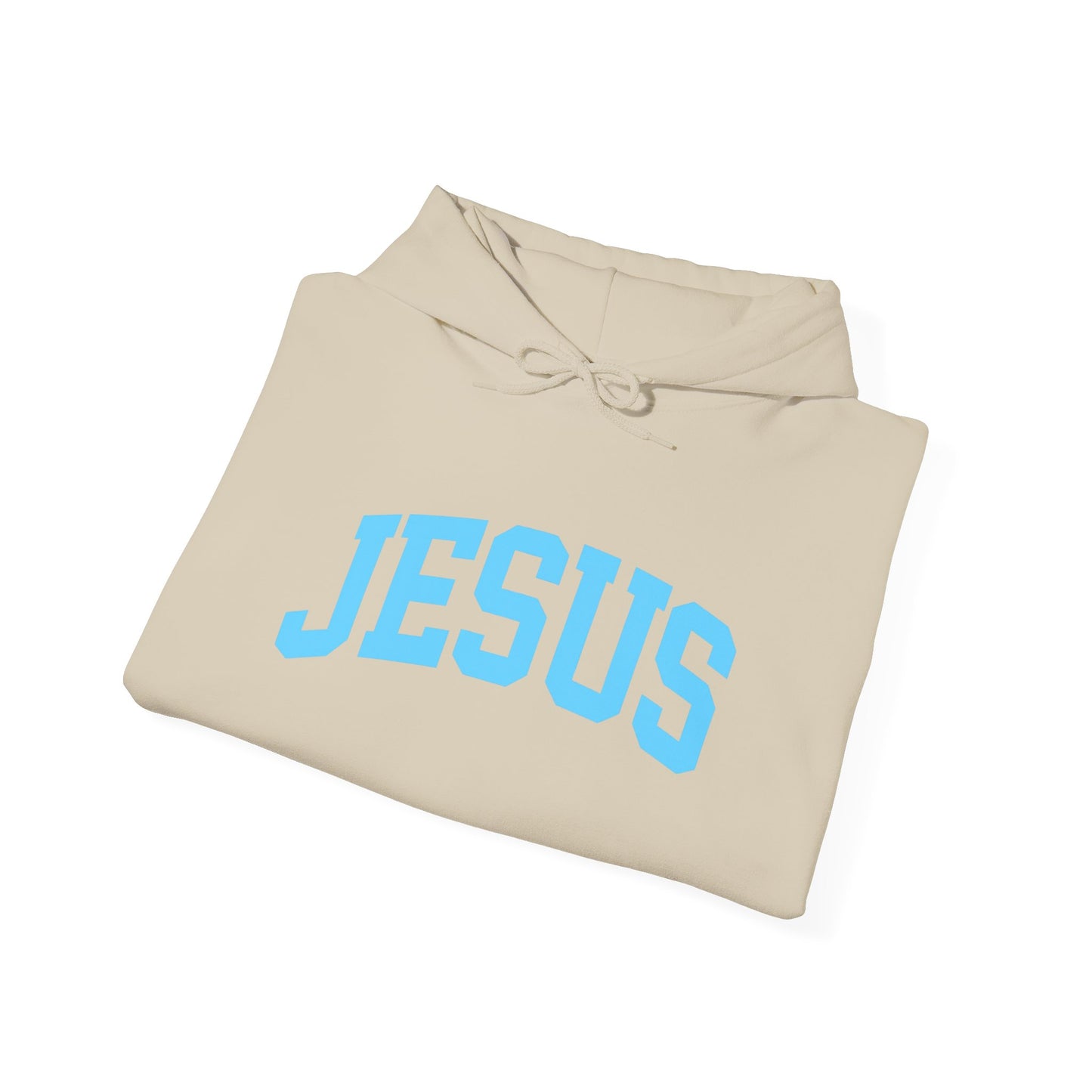 Jesus Hoodie - Blue Lettering Christian Faith Pullover
