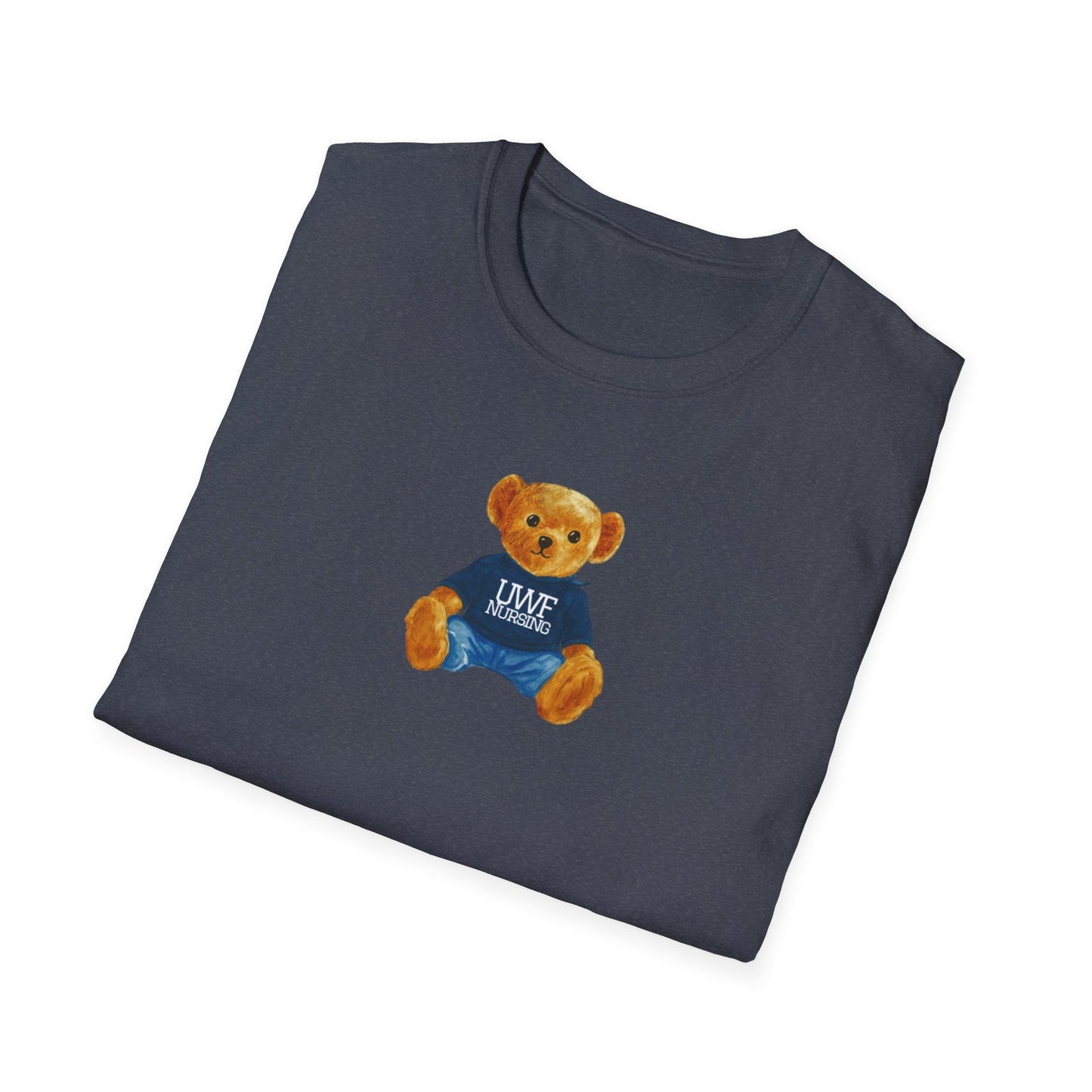 Teddy Bear Graphic T-Shirt — Cute Bear Wearing 'UWF NURSING' Sweater