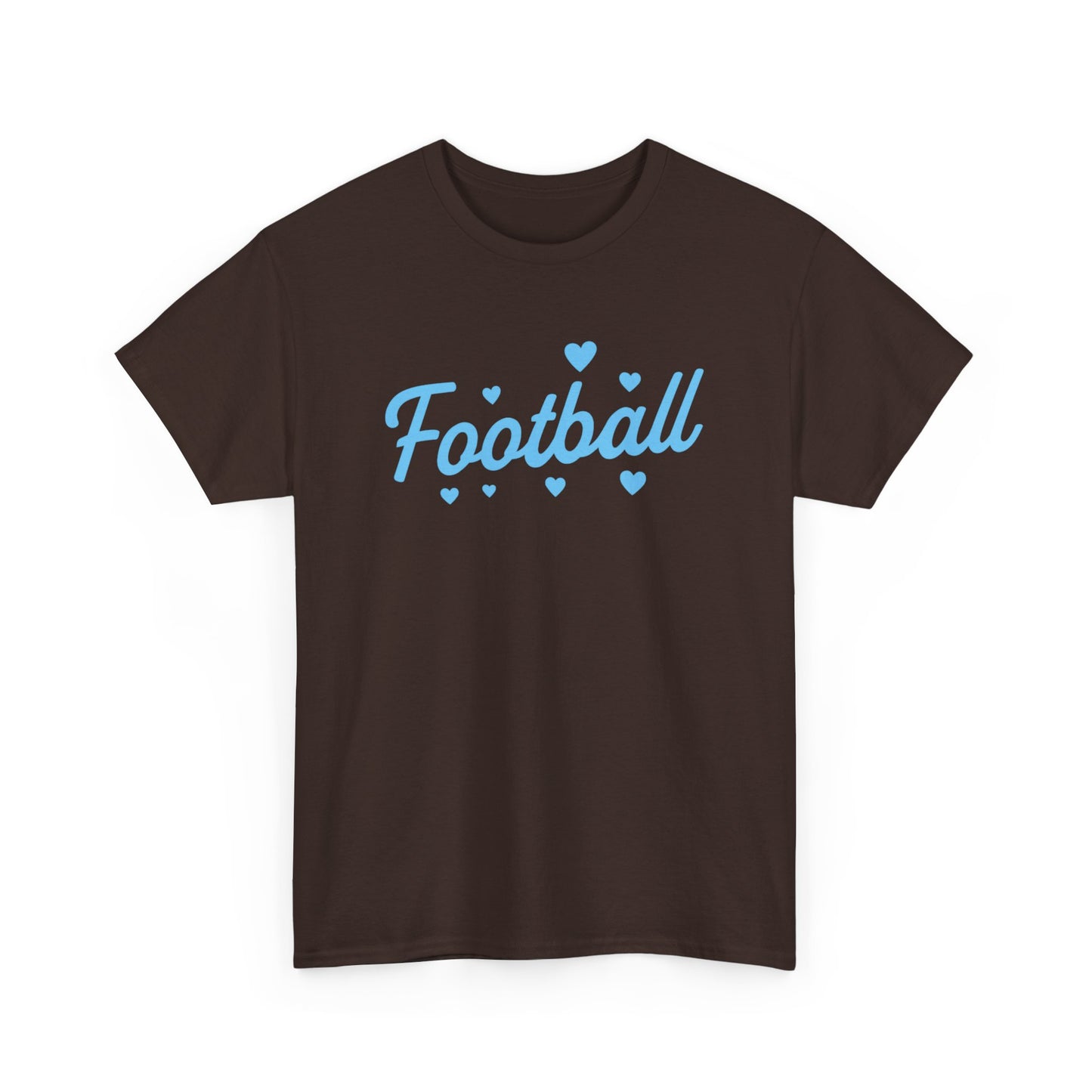 Football Script Tee — Light Blue Heart Sports T-Shirt
