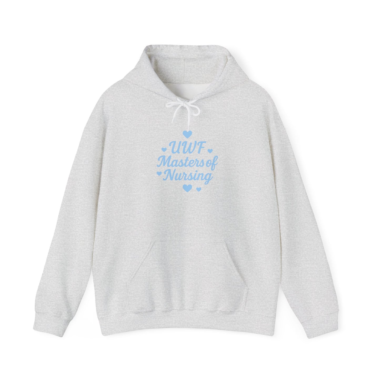 UWF Masters of Nursing Hoodie — Light Blue Heart Nursing School Sweatshirt