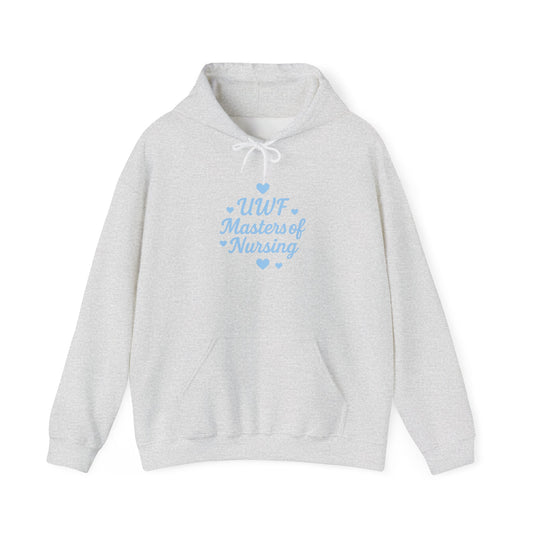 UWF Masters of Nursing Hoodie — Light Blue Heart Nursing School Sweatshirt