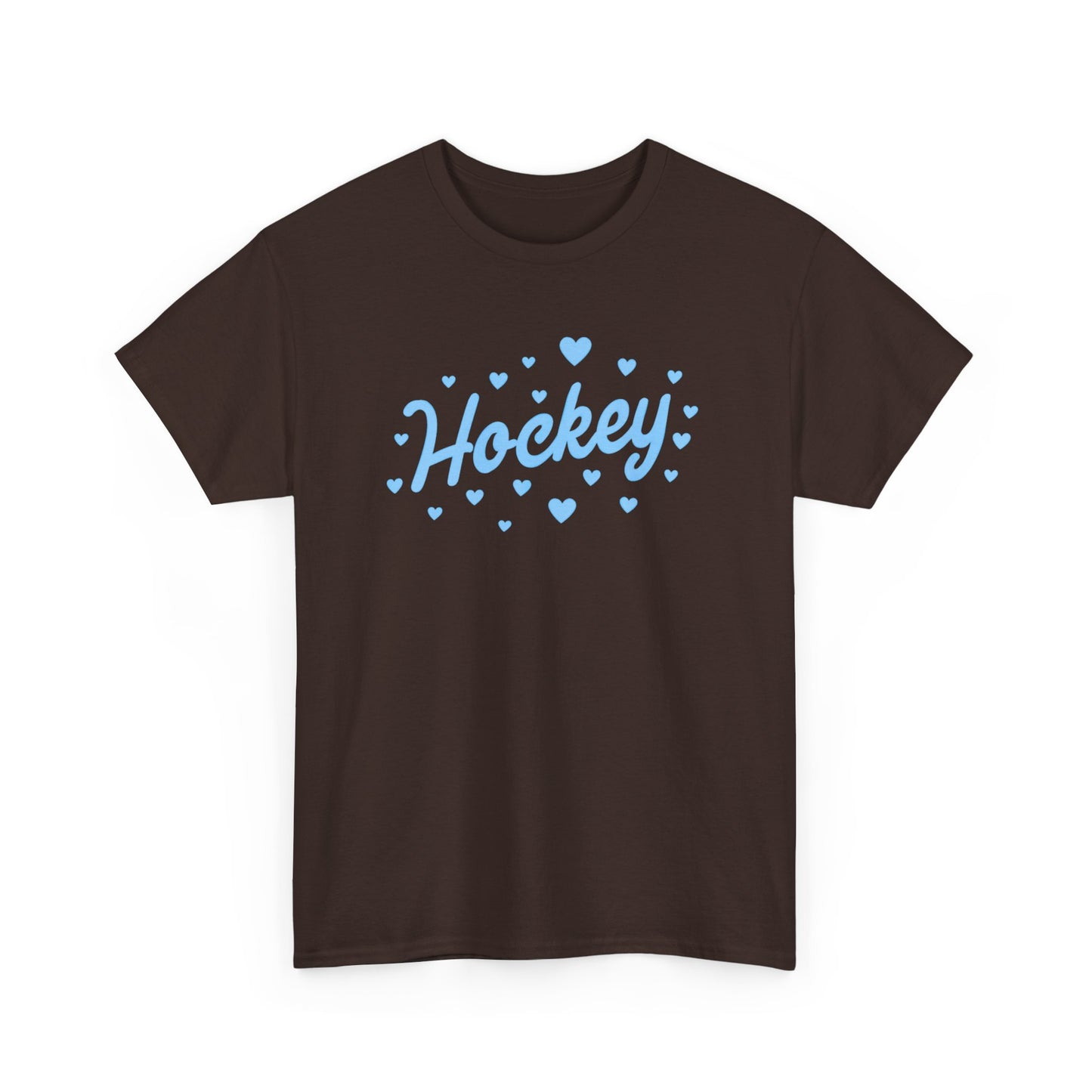 Hockey Heart Tee — Cute Light Blue Script Hockey Shirt