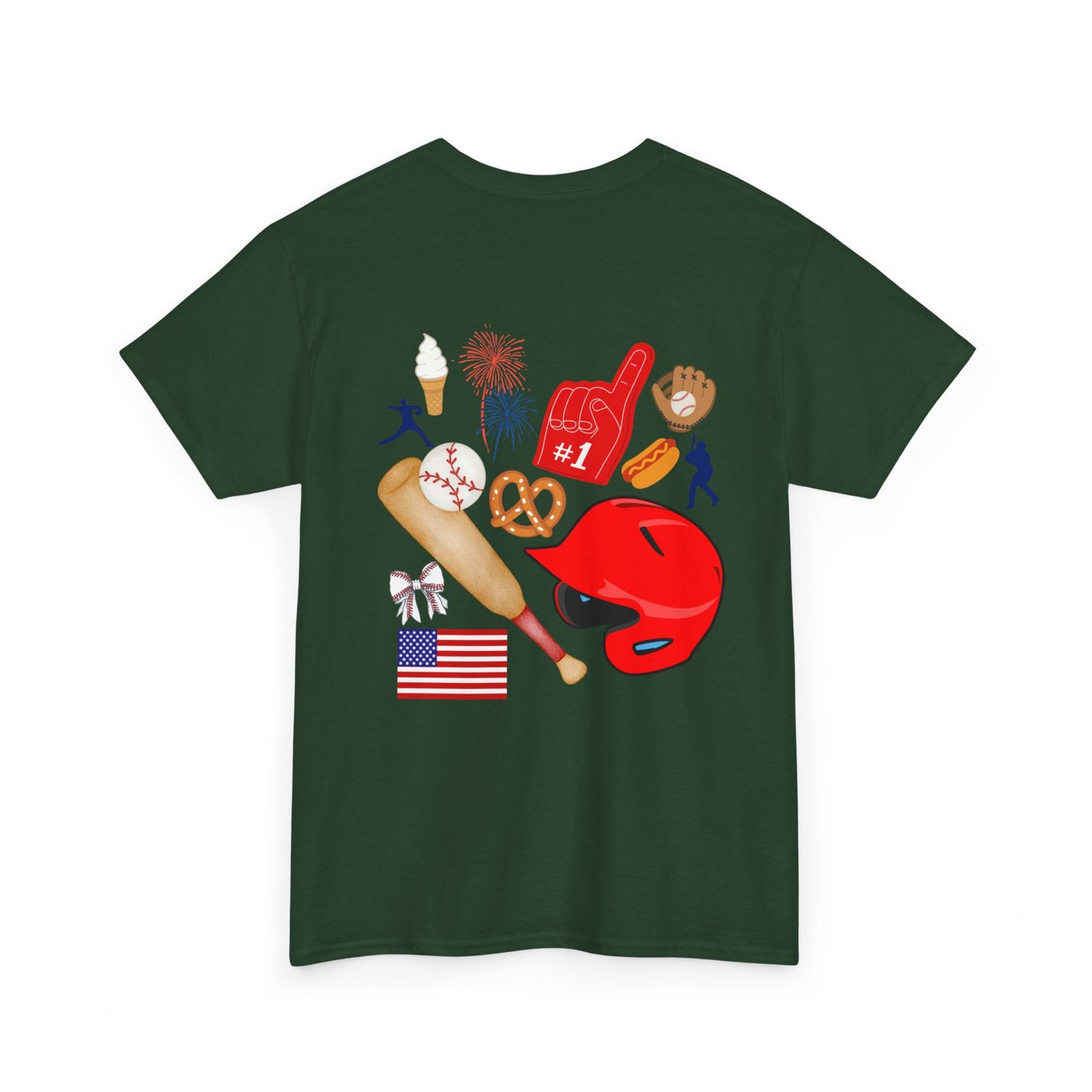 Baseball Heart Patchwork Tee – Patriotic Baseball Gear T‑Shirt