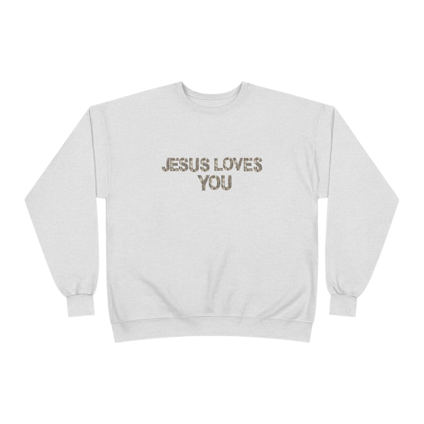 Unisex Eco-Friendly Crewneck Sweatshirt - "Jesus Loves You," Faith Apparel, Comfortable Gift, Religious Sweatshirt, Cozy Outfit