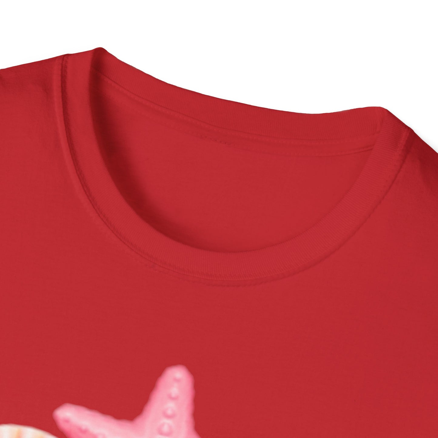 Seashell & Starfish Beach T-Shirt — Pink Coastal Summer Tee