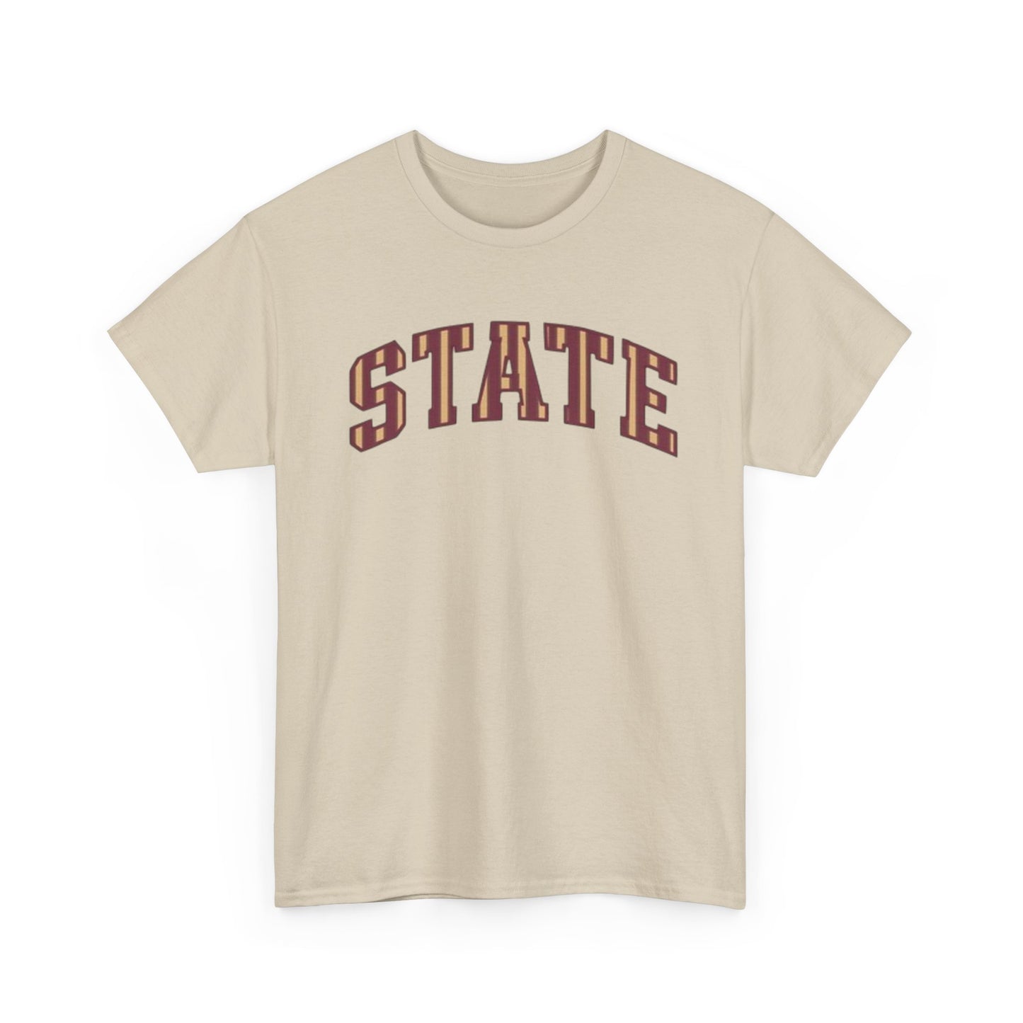 STATE Retro College Tee – Vintage Letterman Arched Logo T-Shirt