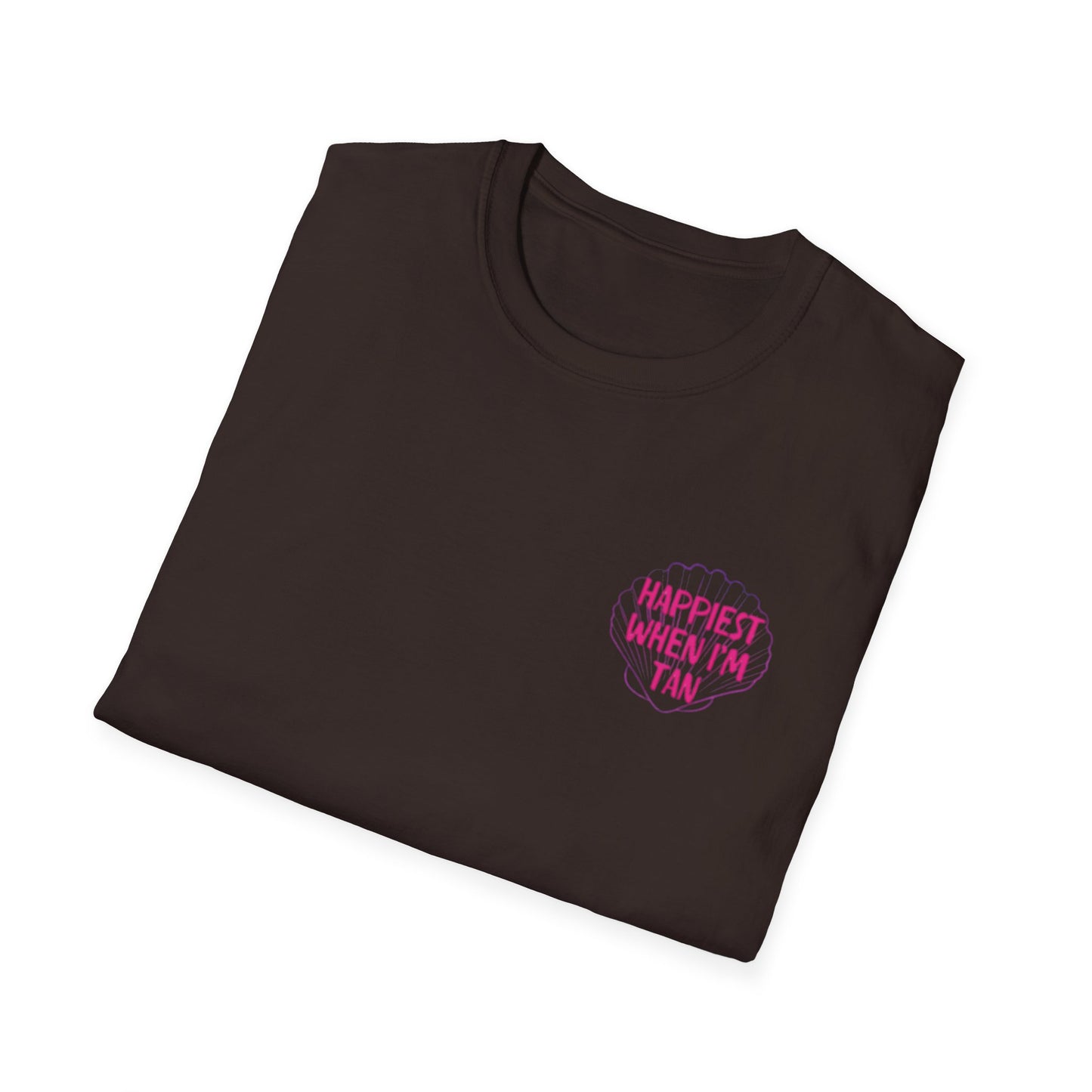 T-Shirt — "Happiest When I'm Tan" Pink Beach Tee