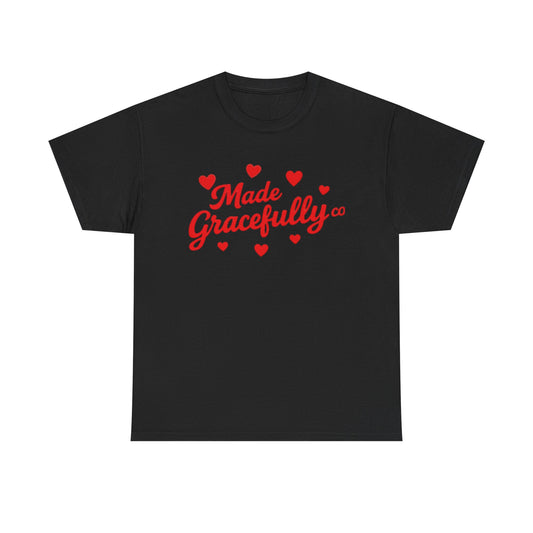 Made Gracefully Tee — Feminine Heart Script Graphic T-Shirt