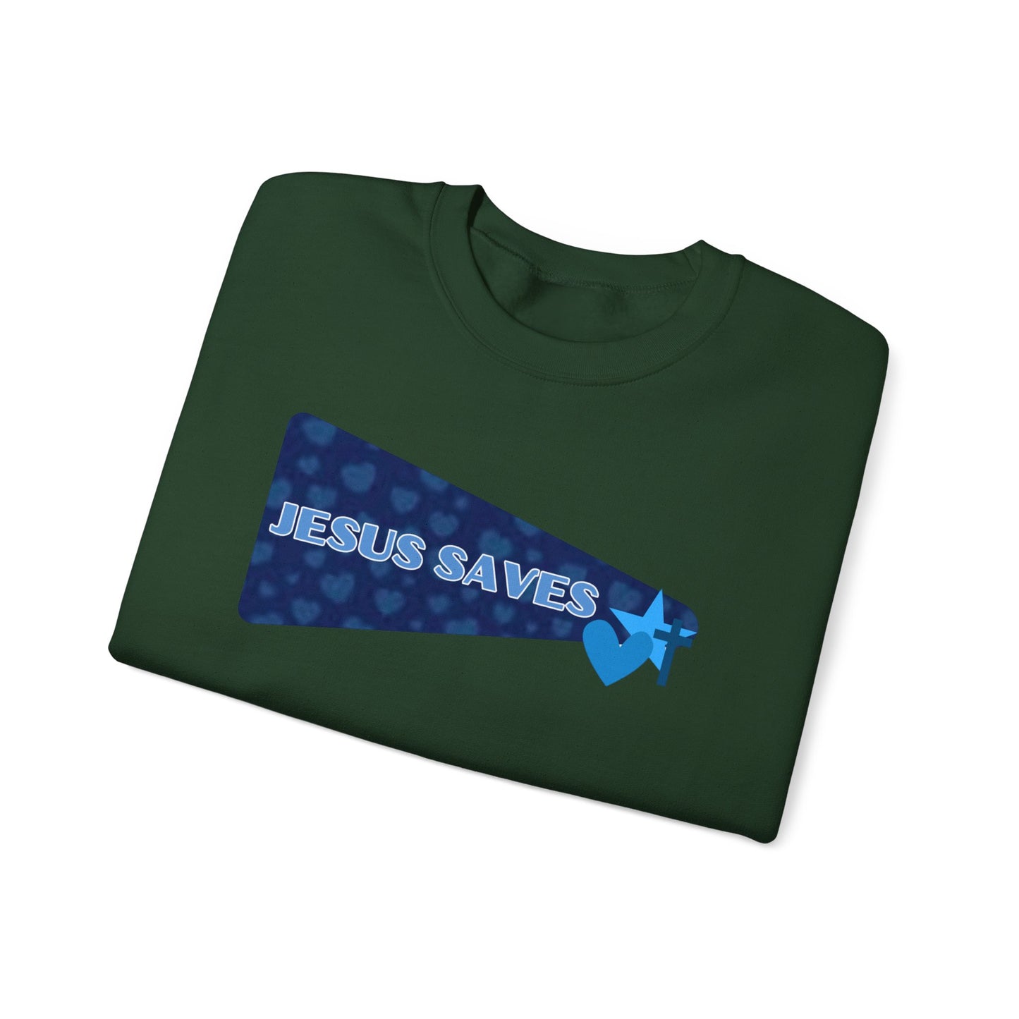 Jesus Saves Crewneck Sweatshirt — Christian Faith Graphic Pullover
