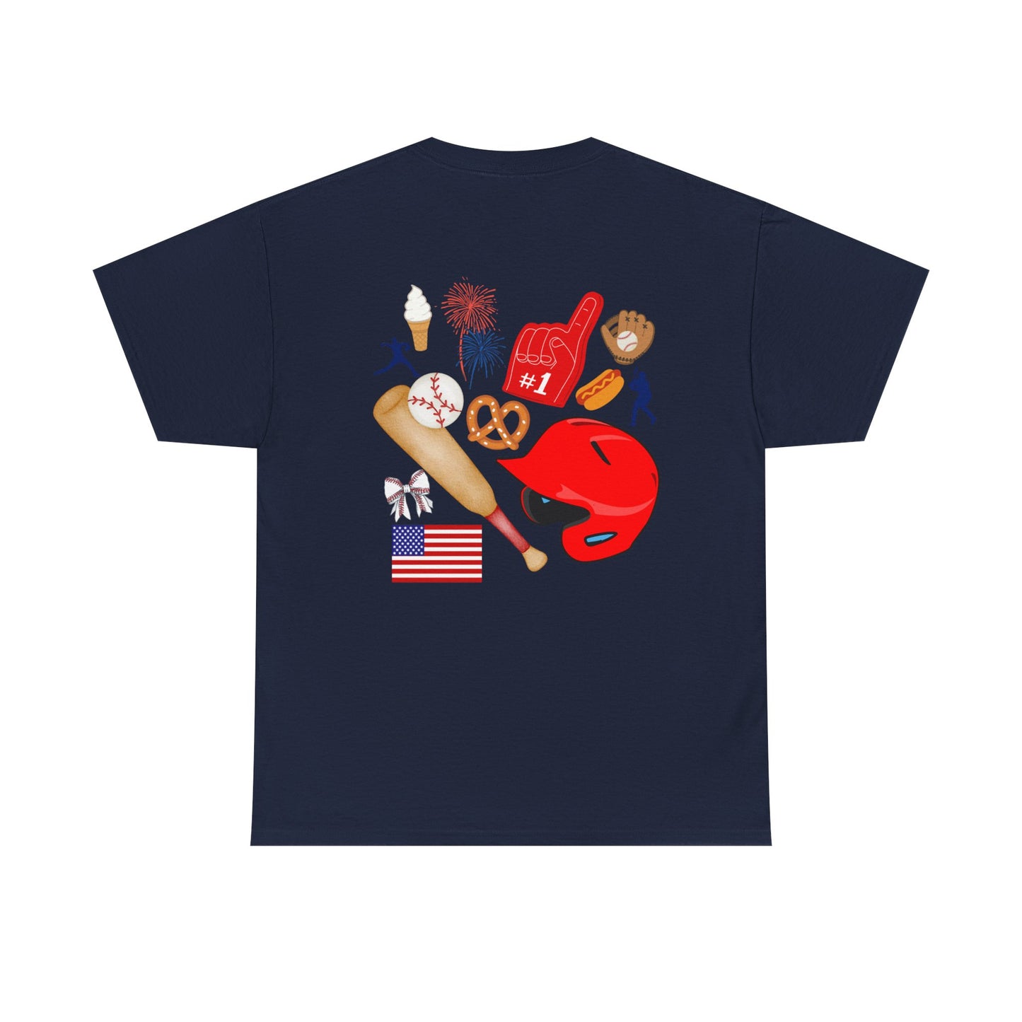 Baseball Heart Patchwork Tee – Patriotic Baseball Gear T‑Shirt