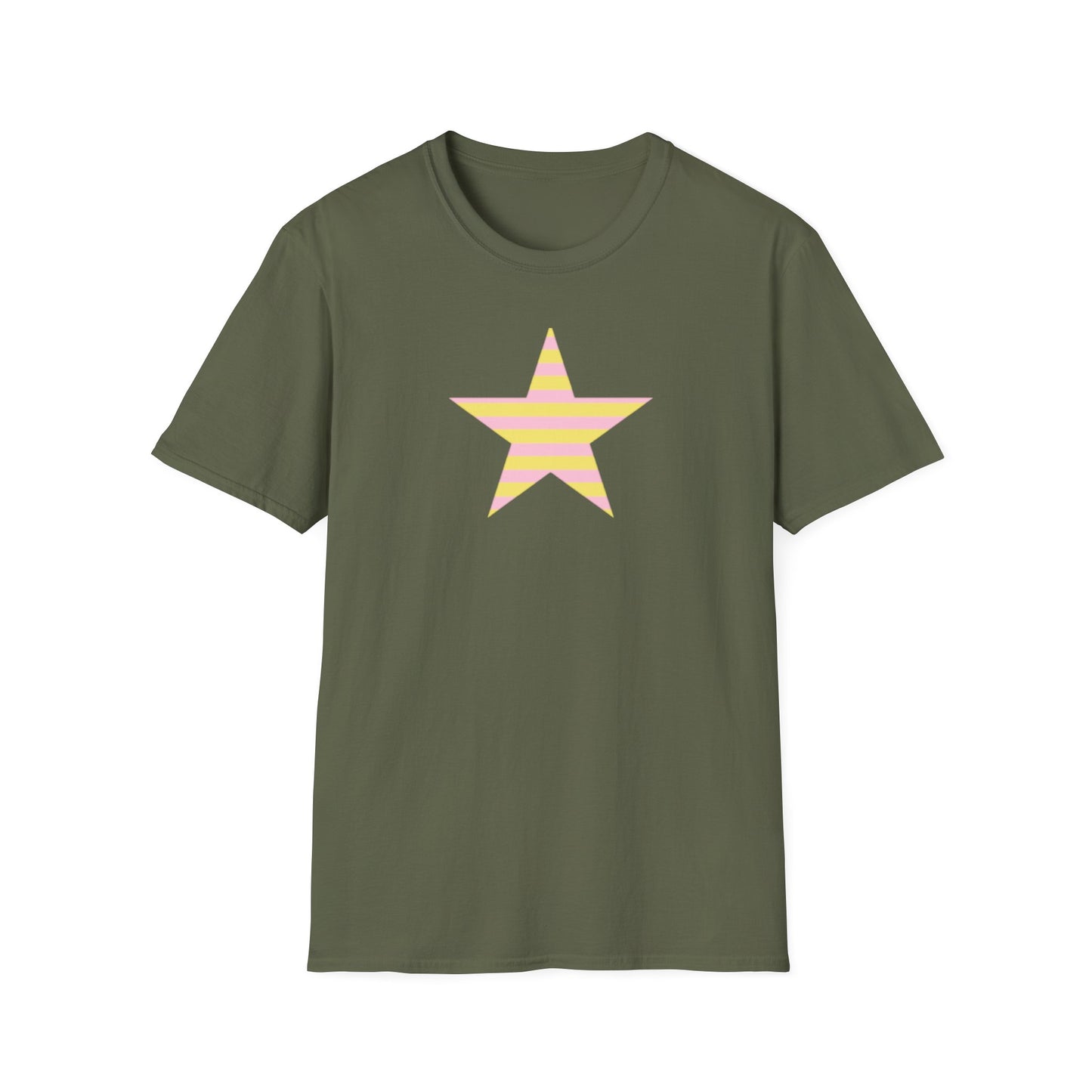 Star Stripe Tee — Pastel Pink & Yellow Graphic T-Shirt