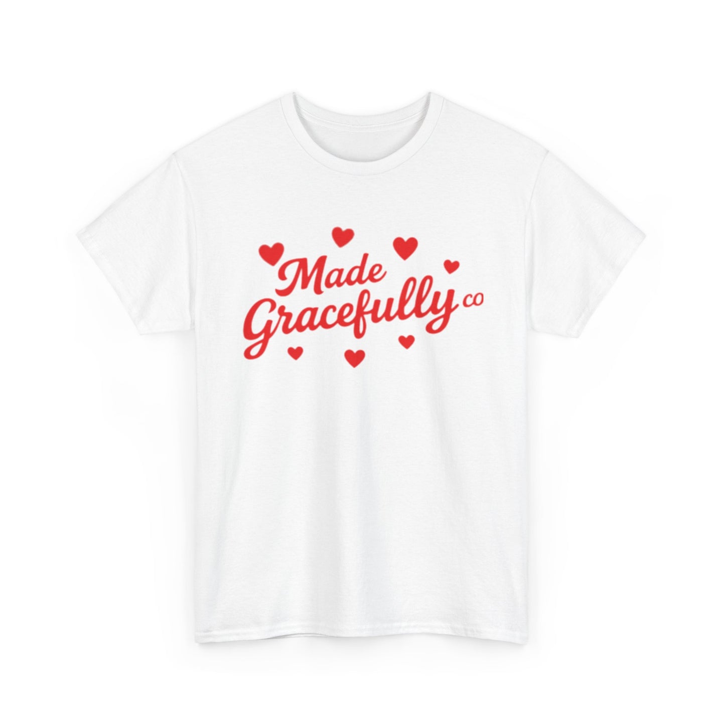 Made Gracefully Tee — Feminine Heart Script Graphic T-Shirt