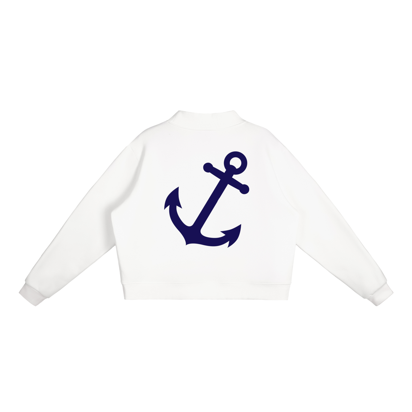 Navy Anchor Essential Fleece Mock-Neck Crew Sweatshirt