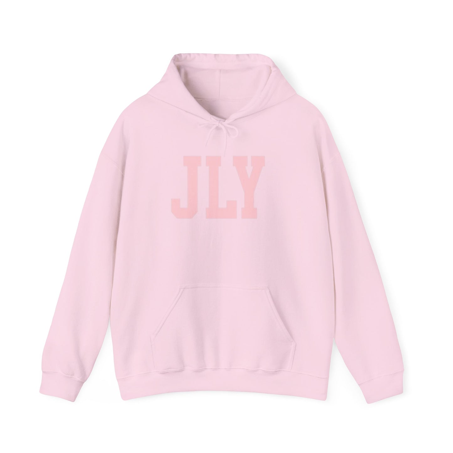 JLY Pink Block Letter Hoodie - Minimal Monogram Pullover