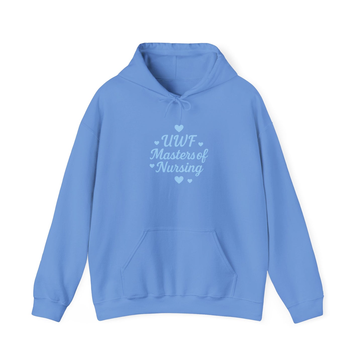 UWF Masters of Nursing Hoodie — Light Blue Heart Nursing School Sweatshirt