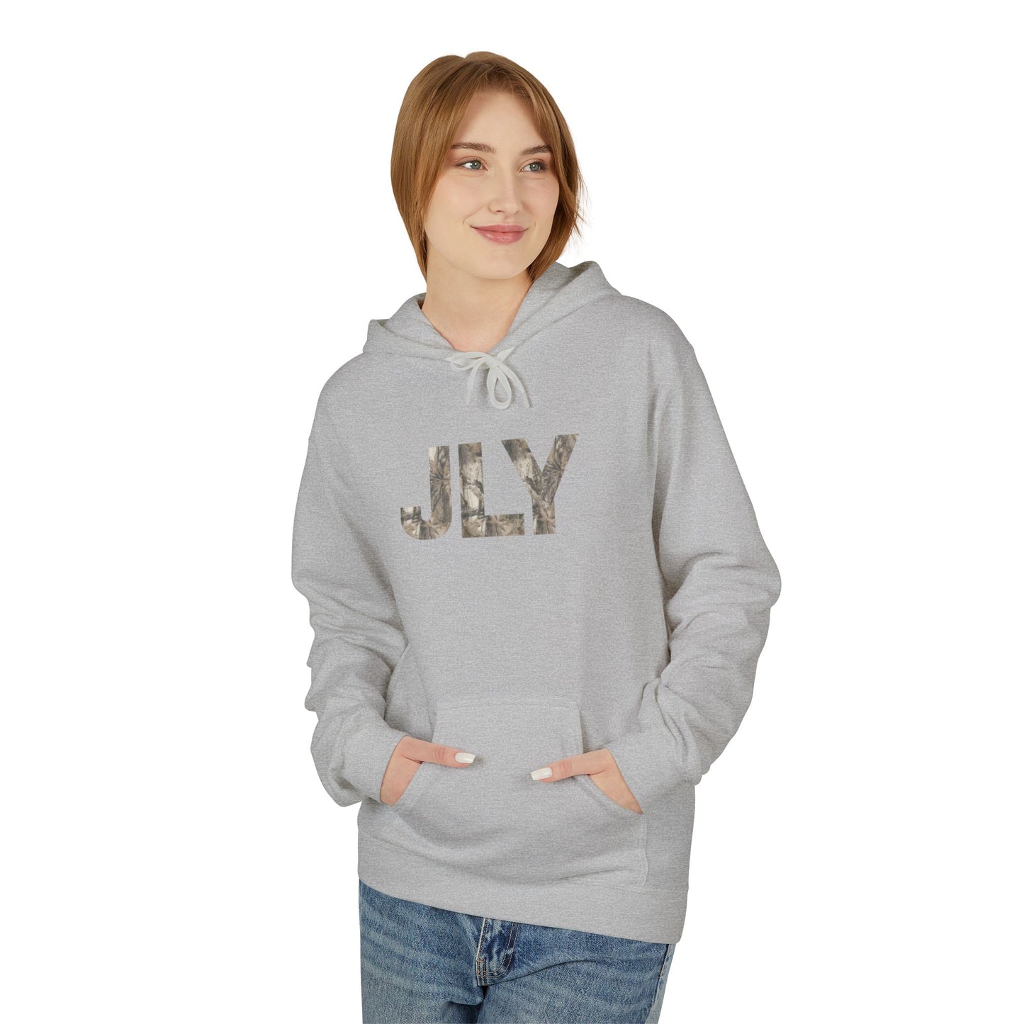 JLY Camouflage Fleece Hoodie, Cozy Unisex Hoodie, Seasonal Style, Gift for Him or Her, Casual Wear, Perfect for Fall