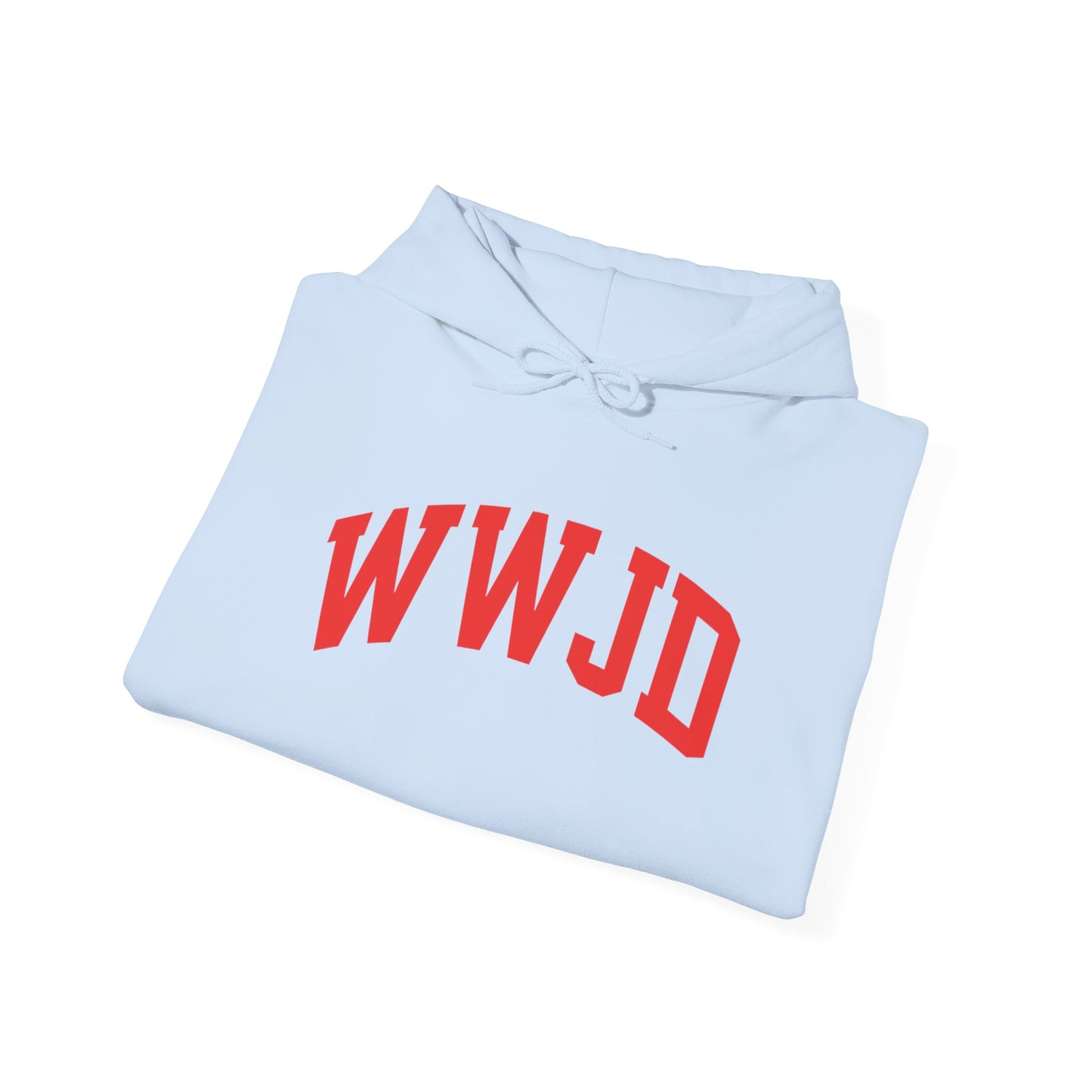 WWJD Hoodie — Classic Red Lettering Christian Faith Pullover