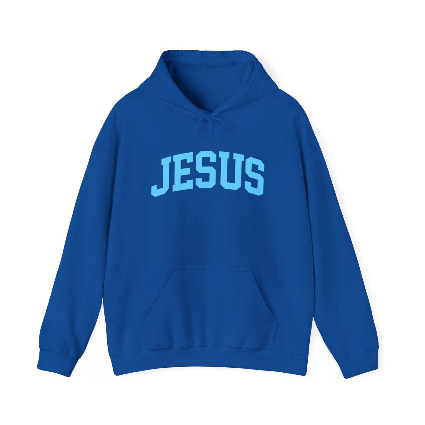 Jesus Hoodie - Blue Lettering Christian Faith Pullover