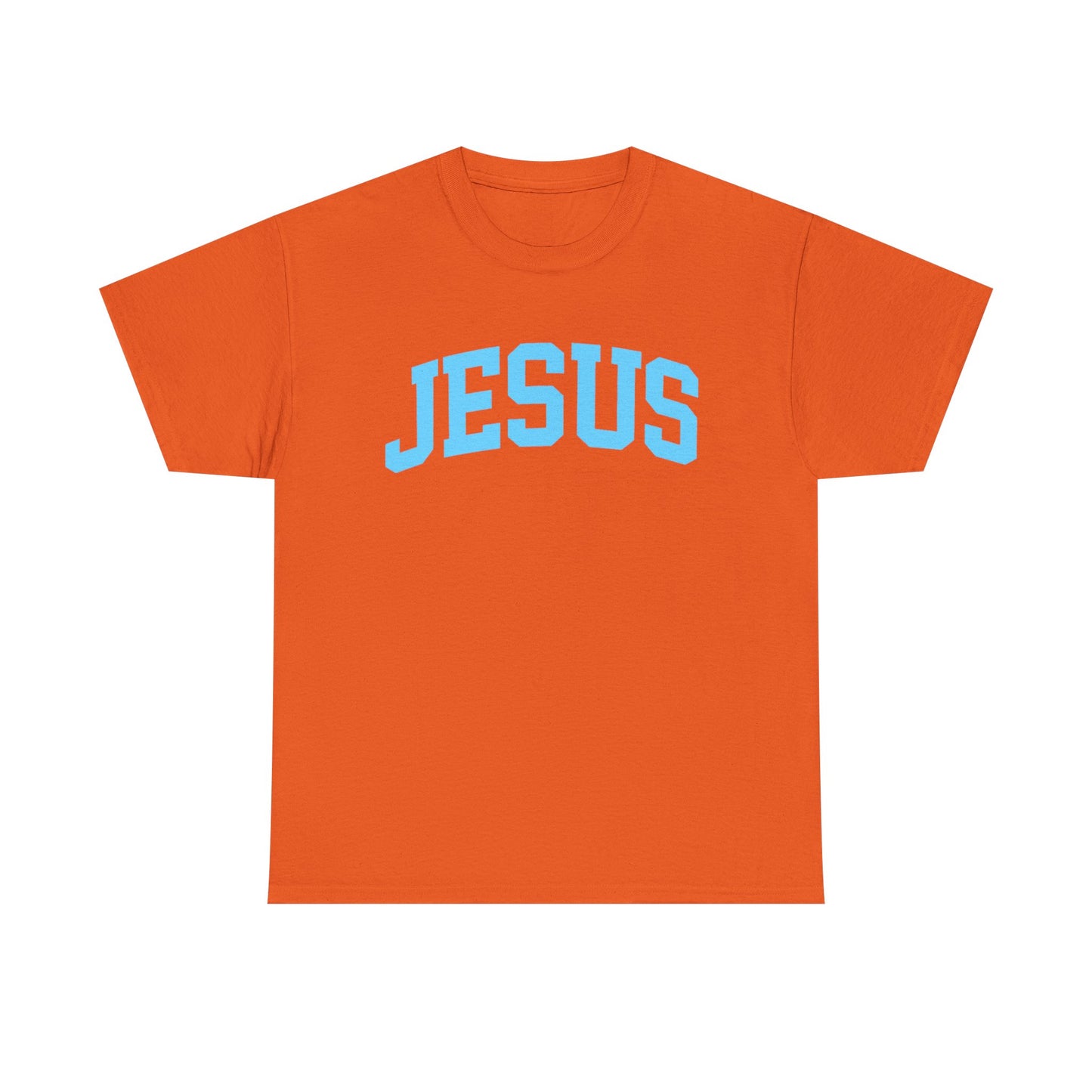 Jesus Graphic Tee — Light Blue Collegiate Faith T-Shirt