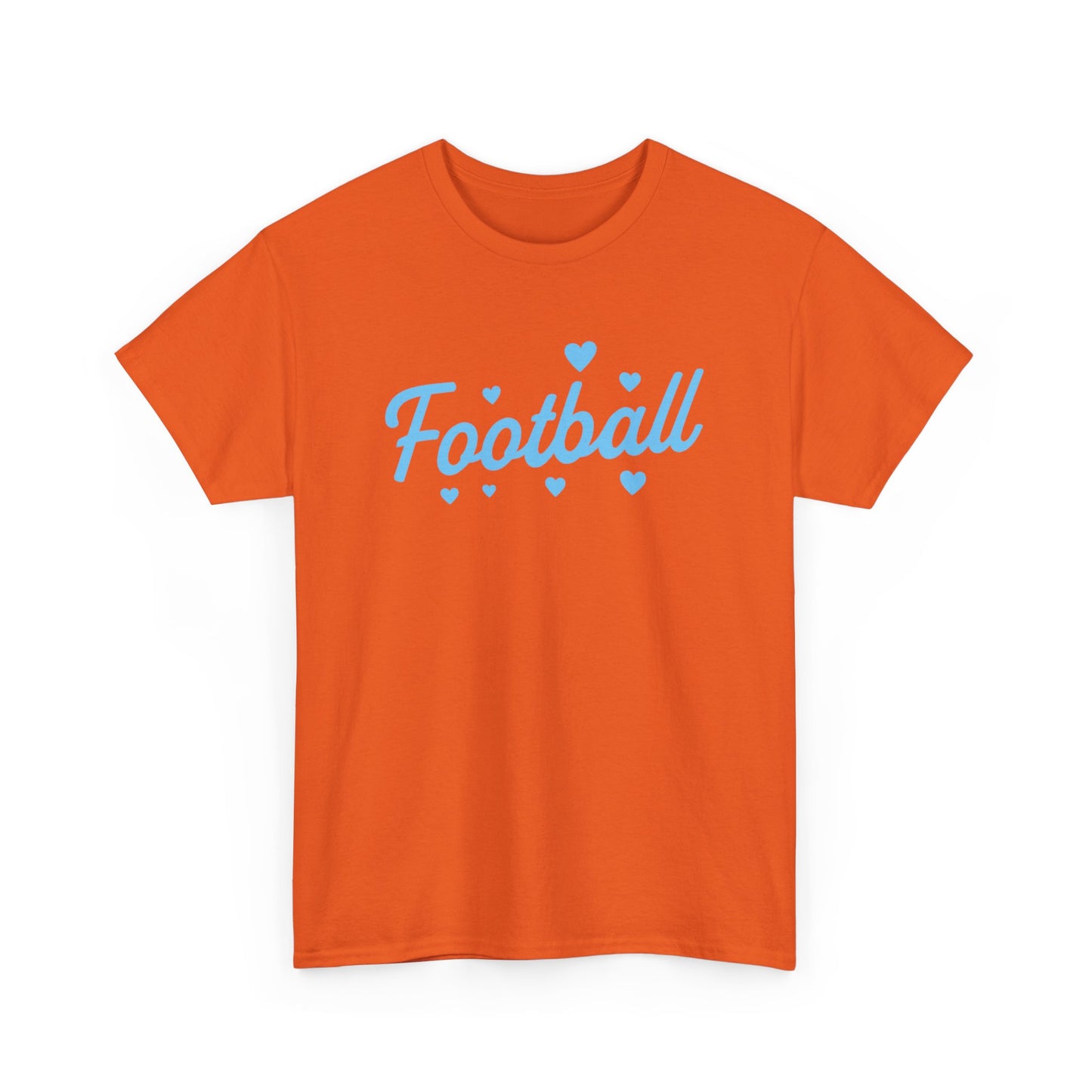 Football Script Tee — Light Blue Heart Sports T-Shirt
