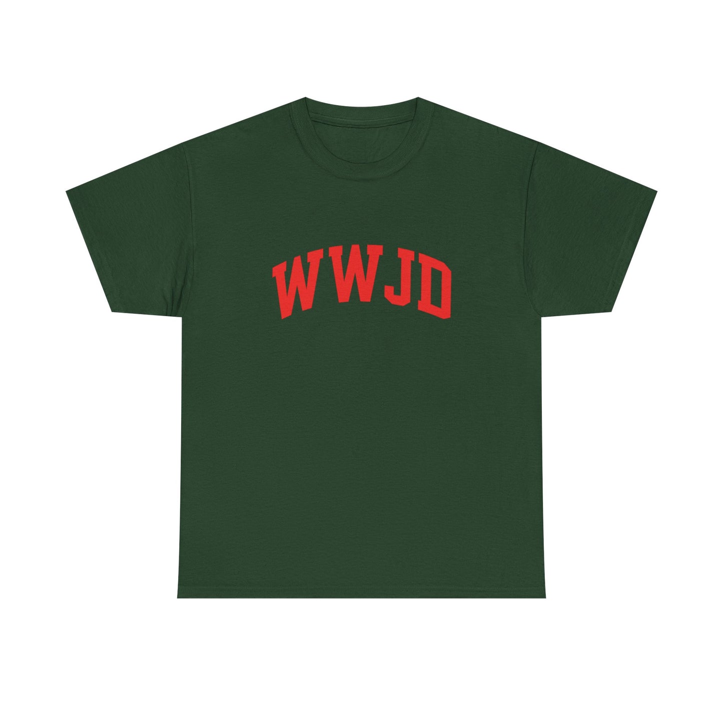 WWJD T-Shirt — Classic Red Lettering Christian Tee
