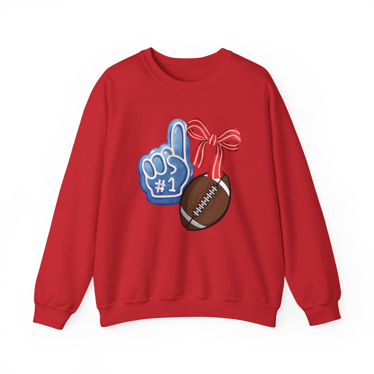 Football Fan #1 Crewneck Sweatshirt — Foam Finger & Football Gift